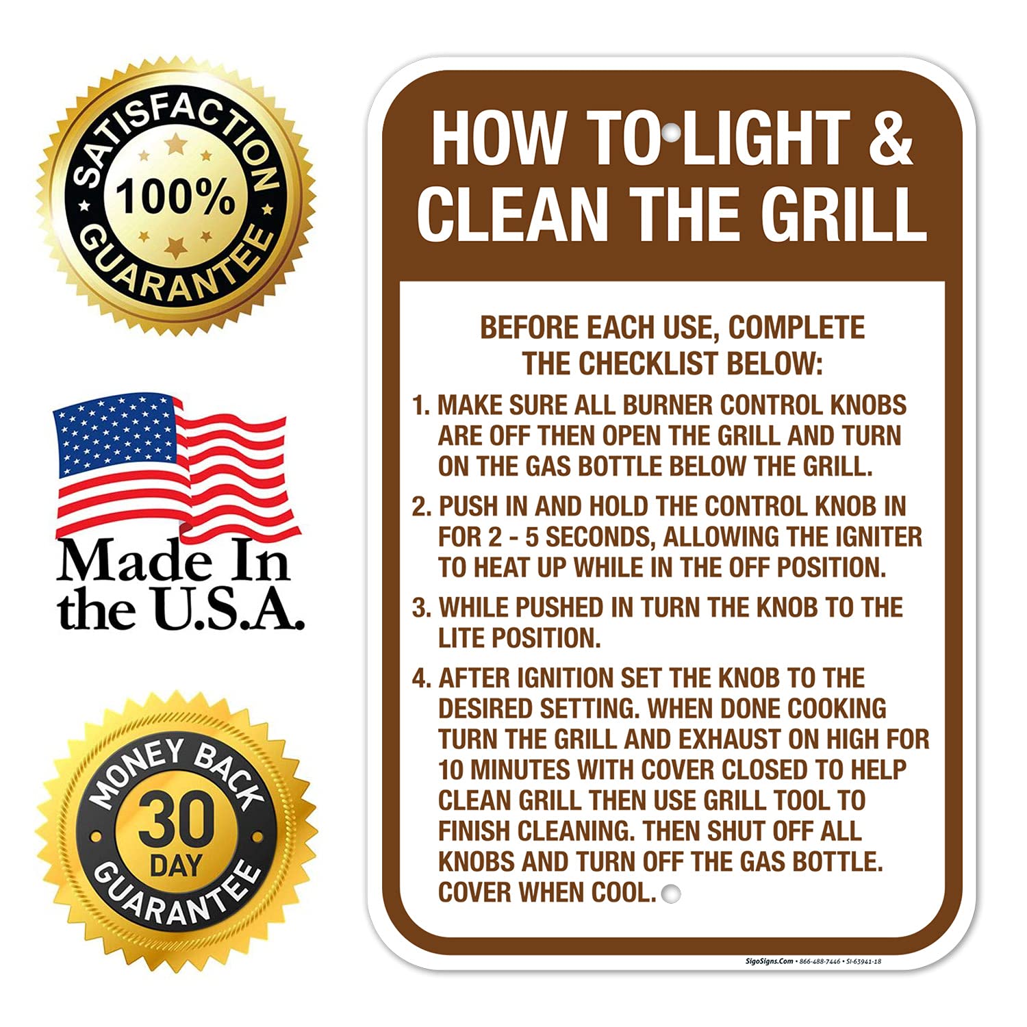 How to Light and Clean The Grill Rules Sign, 12x18 Inches, Rust Free .063 Aluminum, Fade Resistant, Made in USA
