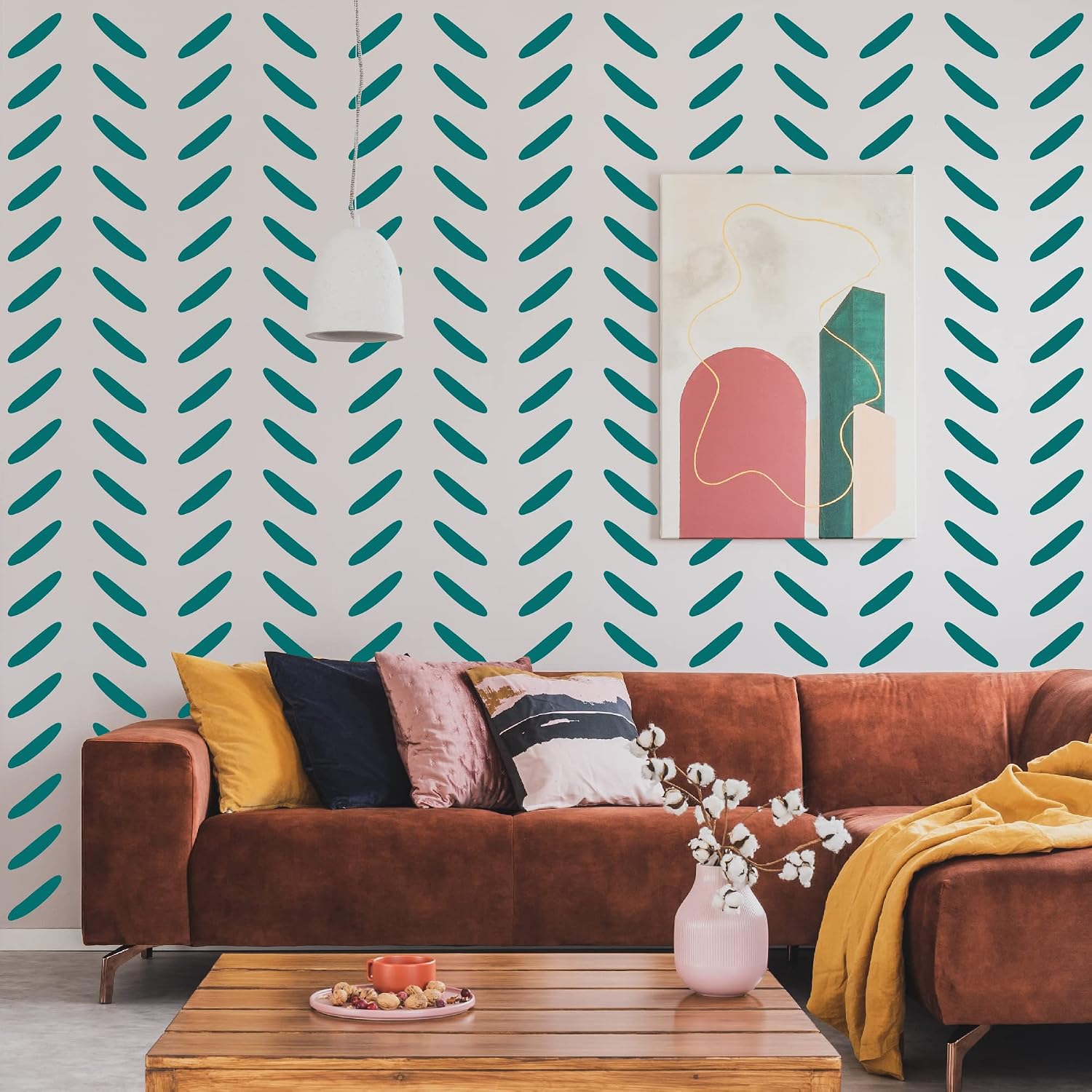 6 Pcs 14" Large Reusable Modern Boho Line Geometric Wall Stencils