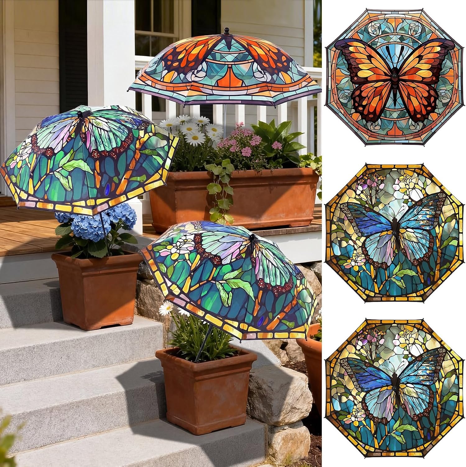 3 Pack Plant Umbrellas for Outdoor Plants 26" Larger 40" Higher Adjustable Umbrella for Potted Plants and Garden Beds Provide Shade to defend Plant from Blazing Sun
