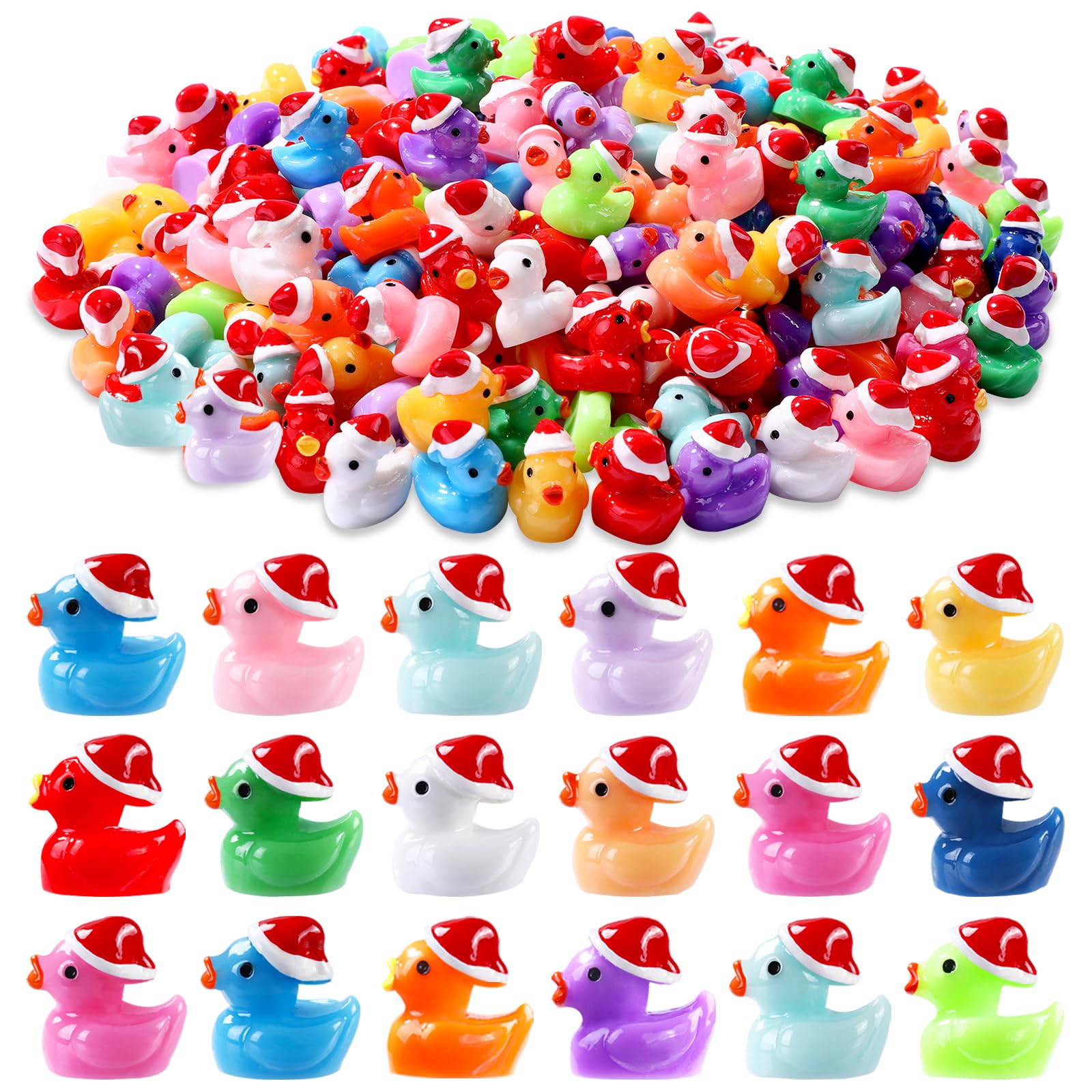 DULEFUN 100pcs Christmas Mini Ducks Statue - dollhouse accessories | Mubboo