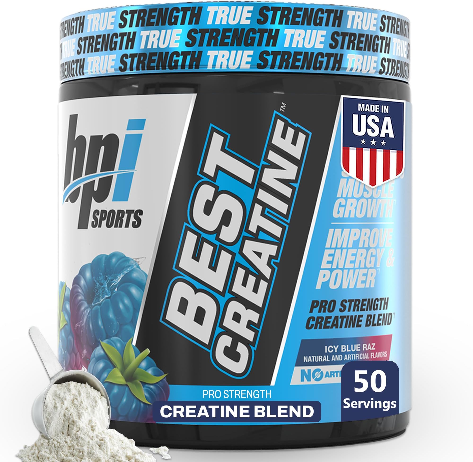 Best Creatine - Creatine Monohydrate Powder for Men & Women, Himalayan Salt - Strength, Pump, Endurance, Muscle Growth, Muscle Definition - No Bloat - Icy Blue Raz - 50 servings - 10.58 Oz