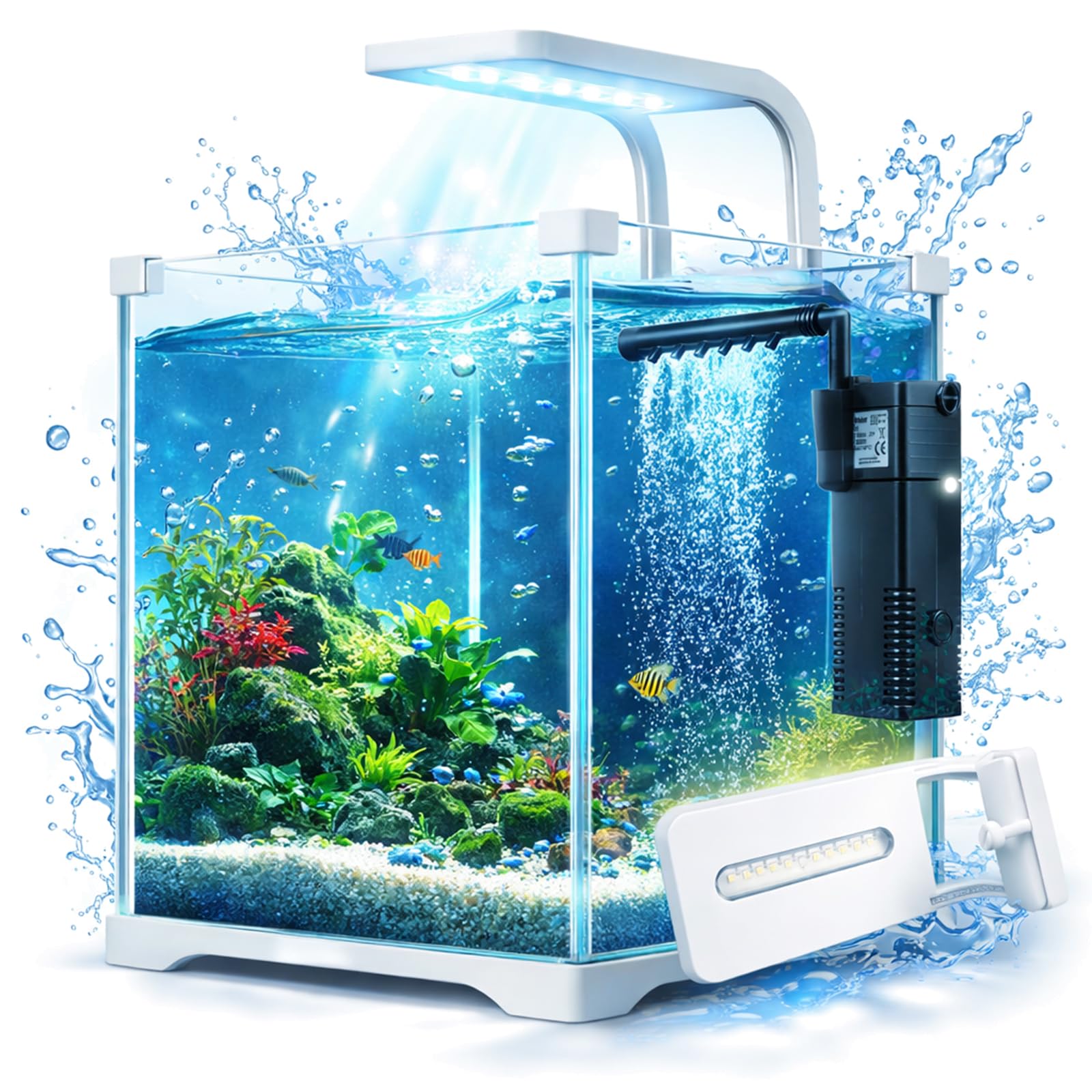 Kruger Meier Shrimp!One Pro 20 Aquarium Komplettset 10L – Nano Aquarium Set mit LED Beleuchtung und Innenfilter für Garnelen & Fische