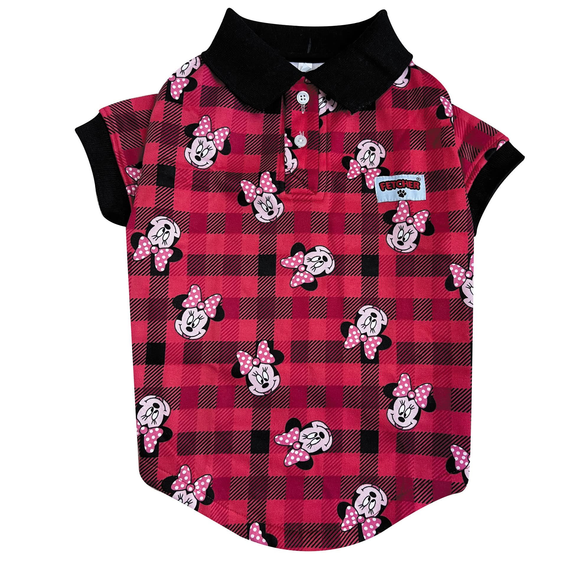 FETCHER Red Mickey Checked Printed Warm Winter Polo Sweatshirt Sweater Jacket Coat for Dogs and Cats | Winter wear (16" Medium) (B0BN25S9PS) Amazon Price History, Amazon Price Tracker