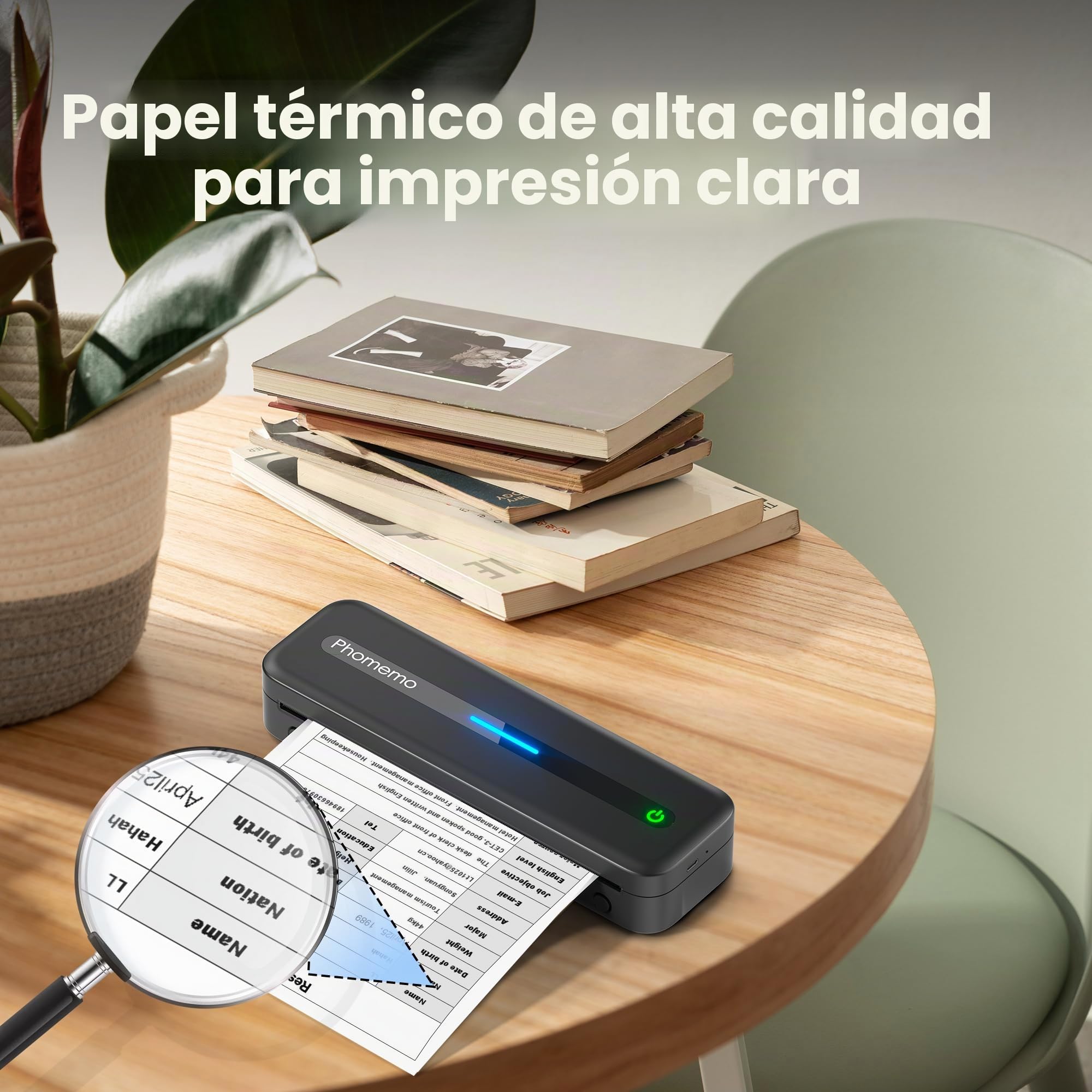 Phomemo Papel de Impresión Térmica A4 2 Rollos, Compatible con la Impresora Portátil Phomemo M832/M834 para Viajes, Hogar, Foto, Contratos, 210x297 mm Papel de Impresión Térmica, 20 Hojas/Rollo