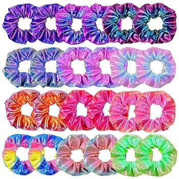 Amazon.com : 24Pcs Hair Scrunchies for Girls Shiny Metallic