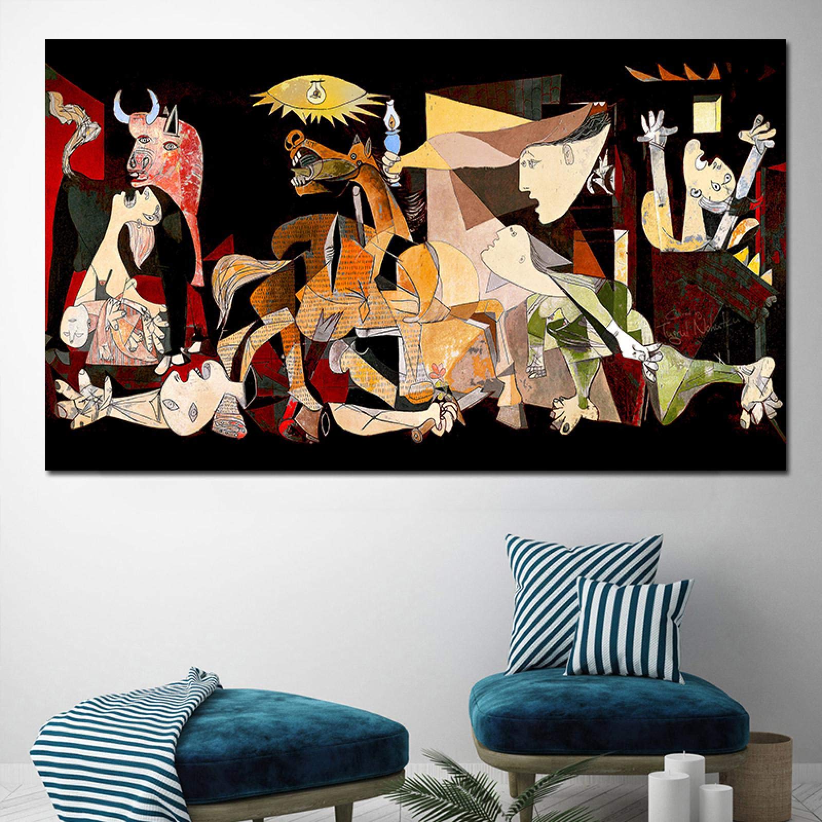 Picasso Guernica Vintage Classic Germany Figura Tela Stampa artistica Poster POP Wall Art Pictures For Home Decoration 80x165cm (32x65in) Con Cornice