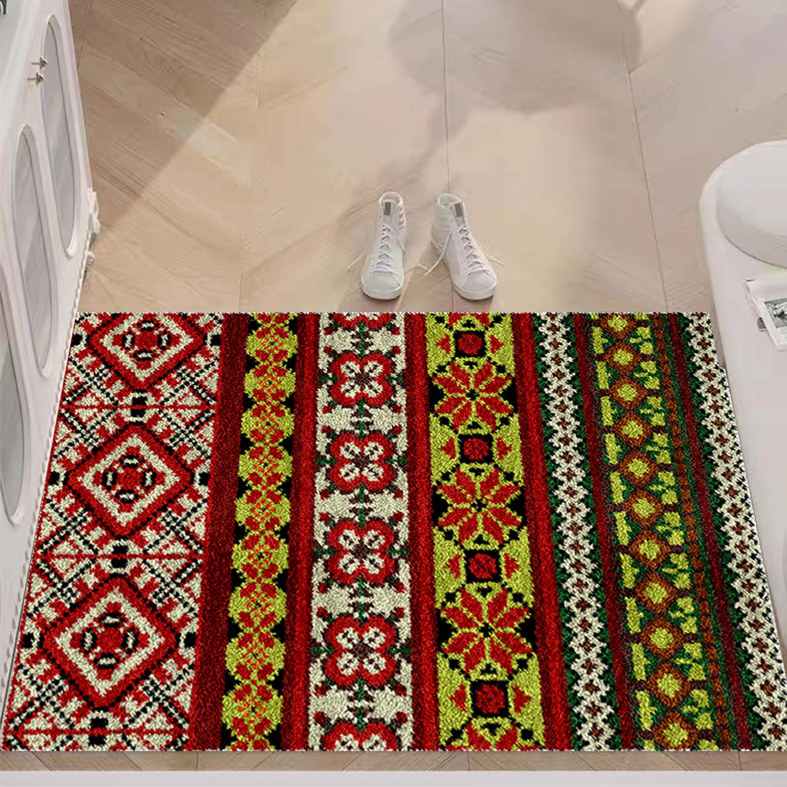 XDEGHUANGSS Kit De Tapis à Crocheter Soi-même,motif Sapin De Noël Blanc