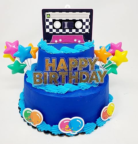 Miniatura 4 de Juego de 7 piezas de decoración de pastel de cumpleaños con temática retro de los años 80