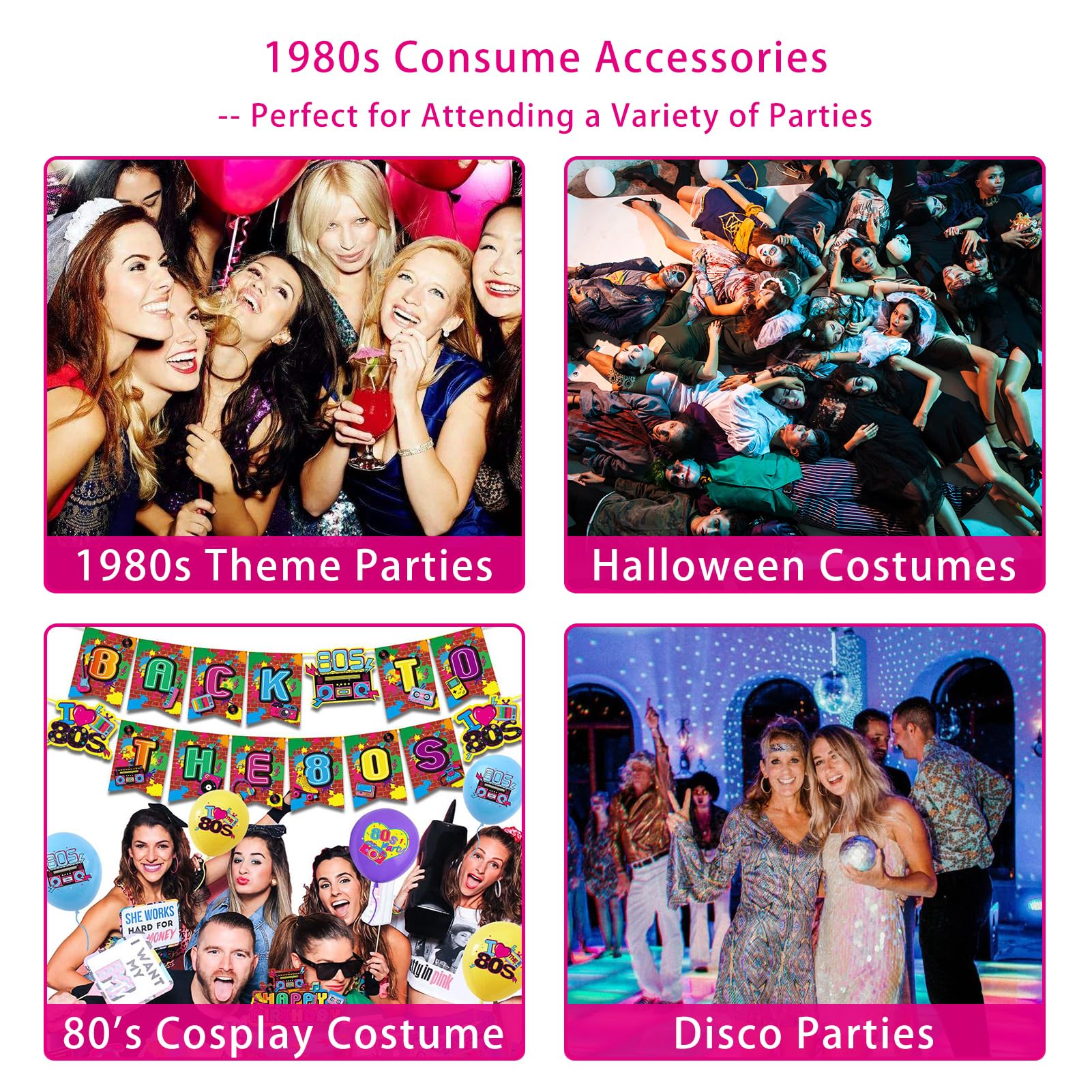 80er 90er Jahre Outfit Damen Set für Mottoparty Karneval Fasching