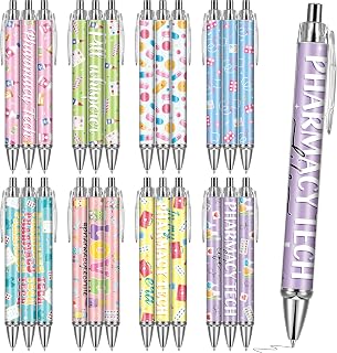 Pharmacy Technician Gifts Pens - 24 Pcs Pharmacist Accessories | Medical Tech Nursing Appreciation Retractable Ballpoint Pen for Doctor Nurse Coworker Students Teachers Home Office Supplies