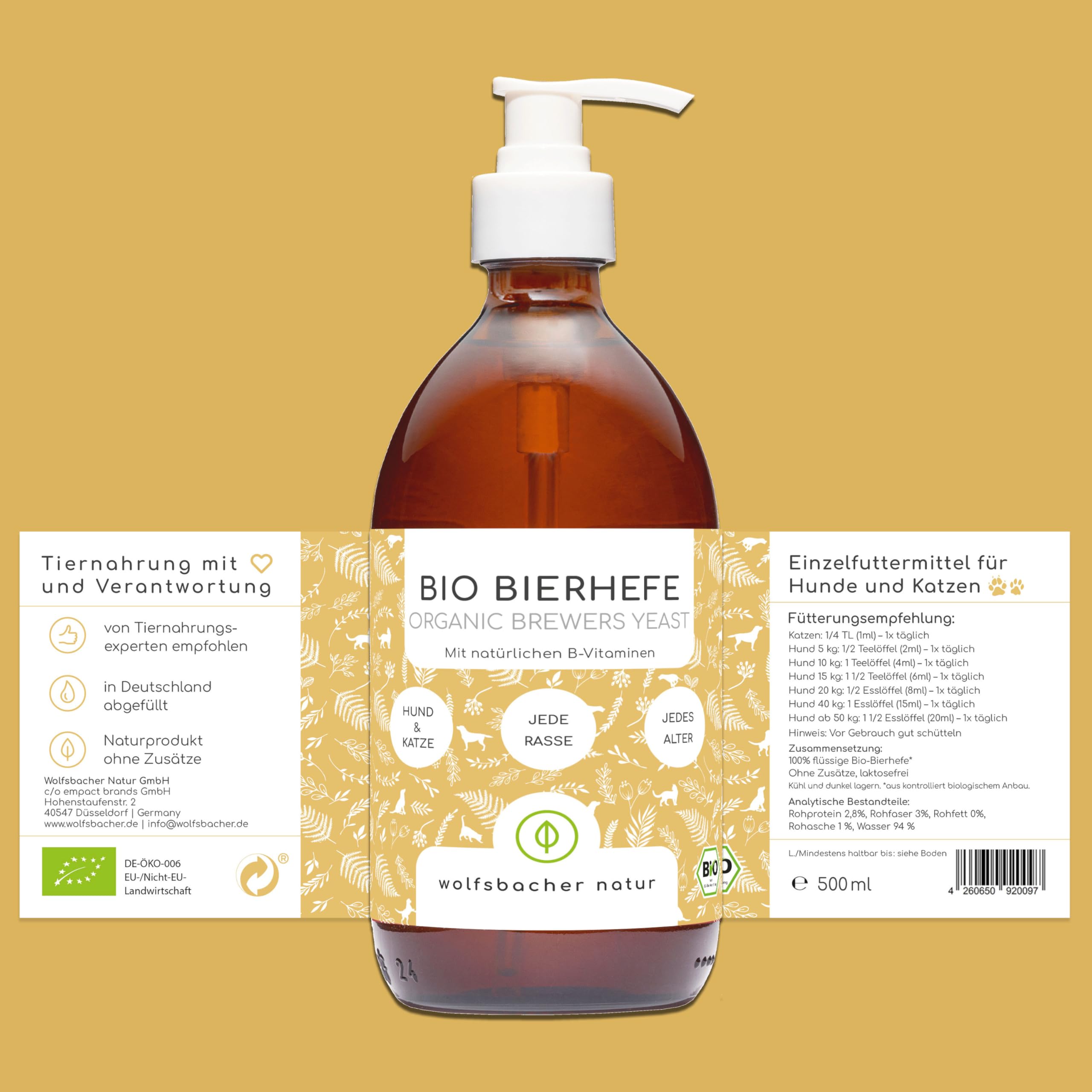 Futteröl Set für Hunde und Katzen | 3 x 500ml | Bio Barf-Öl, Lachsöl, Bio Bierhefe