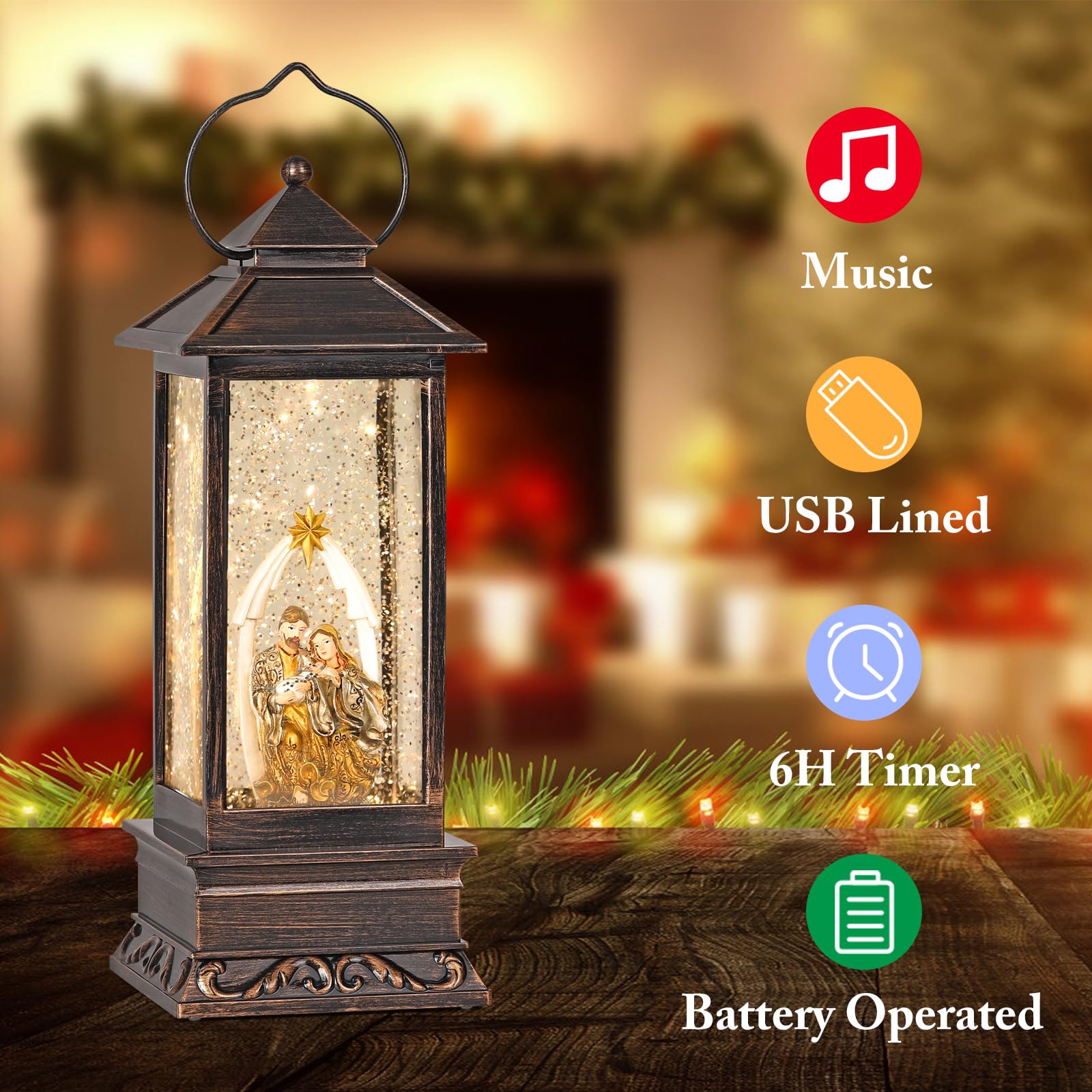 Snapklik.com : 12 Inch Nativity Snow Globe Christmas