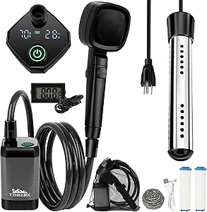 COOLIGO Portable Camping Shower With Heater, 6000mAh Rechargeable Camping Shower With 2000W Immersion Heater, LED Display, Heated Outdoor Shower For Travel, Hiking, Car, Pet - View #3