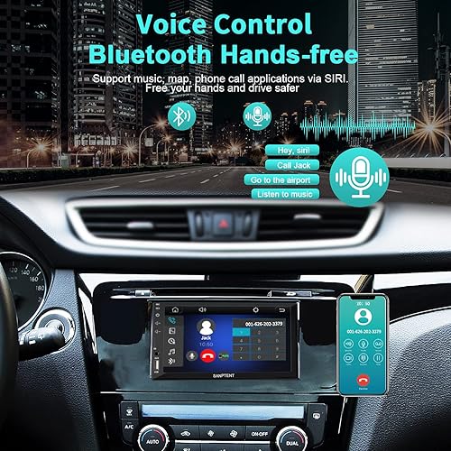 Miniatura 6 de Receptor de audio de radio para auto de doble DIN para Apple Carplay, Android Auto, Mirror Link, pantalla táctil de 7 pulgadas, cámara de reversa,