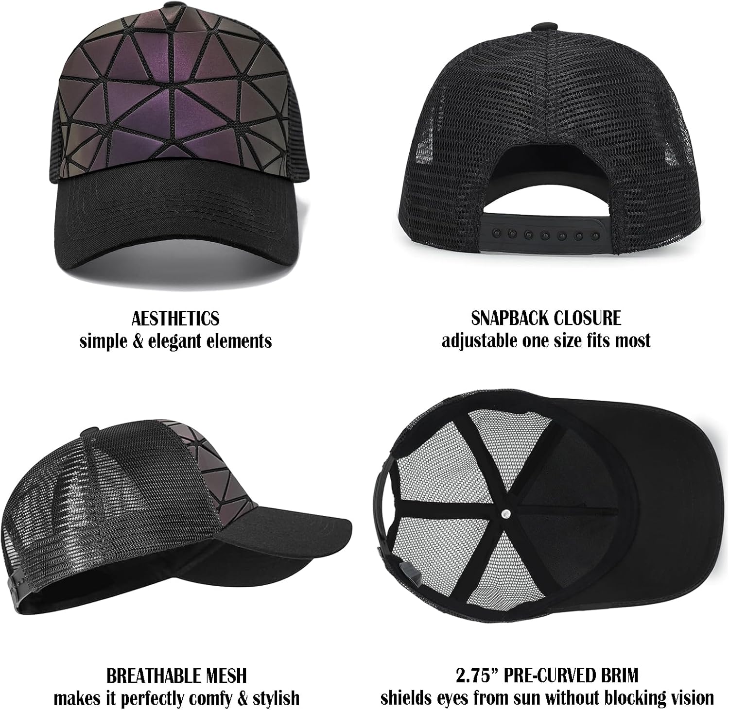 Holographic Trucker Hat for Women