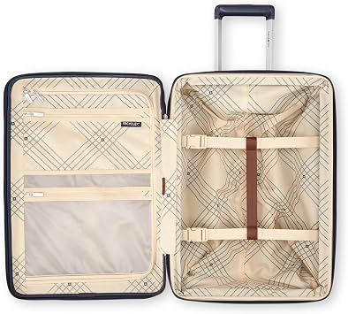 Virtuosa Hardside 21 Inch Carry On Luggage - Airline Approved with 360 Spinner Wheels, RightHeightTM Adjustable Handle - Zippered WetPakTM - TSA Lock - Expandable Light Polycarbonate Shell - Navy