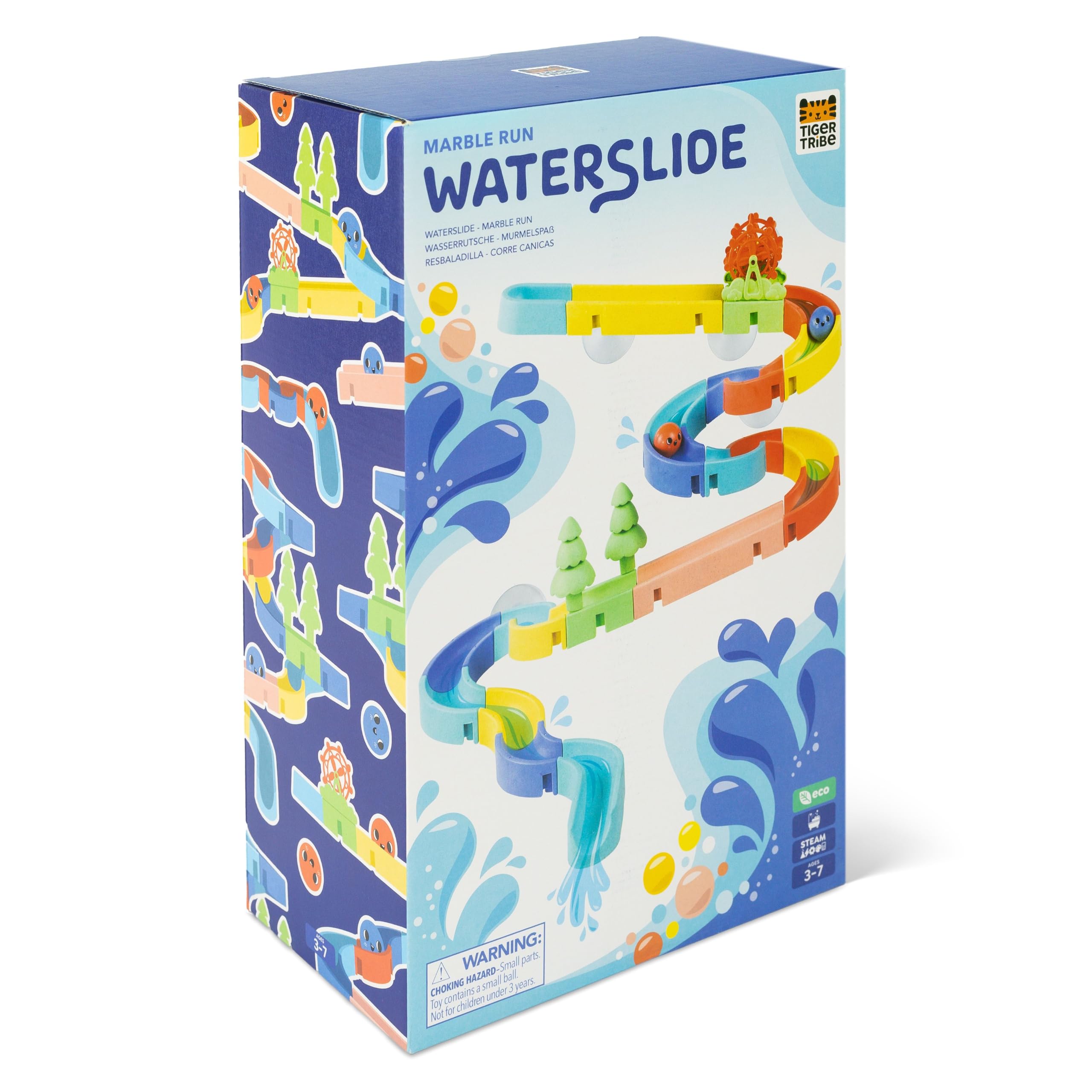 Tiger Tribe ECO Marble Zjeżdżalnia wodna, 35 szt. zabawka do kąpieli dla małych dzieci i dzieci, interaktywne zabawki wodne, prezenty dla małych dzieci i dzieci, zrównoważone wykonanie z bioplastyką