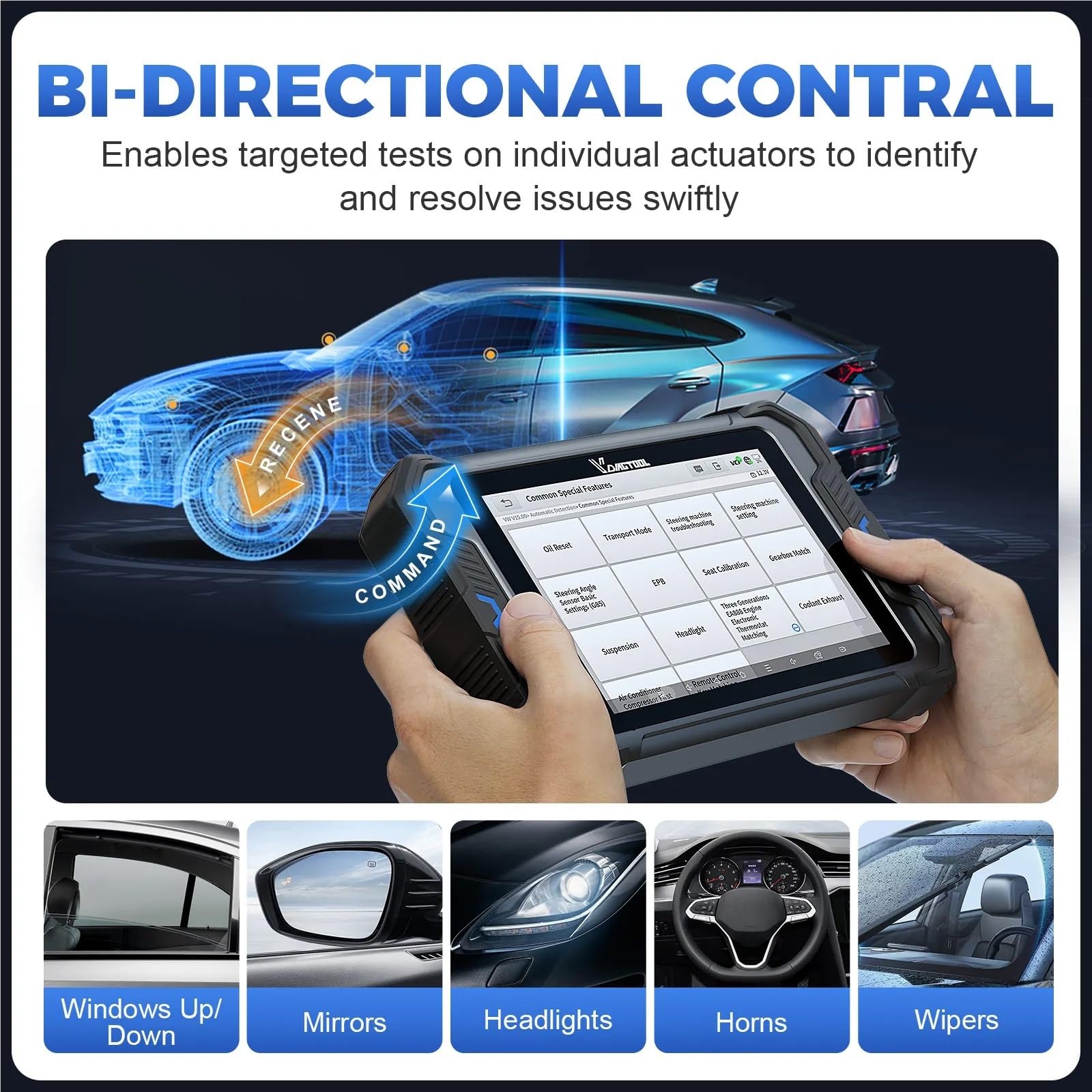 VD80BT LITE Bluetooth Automotive Scanner BT Wireless Car Diagnostic Tools OBD2 with ECU Coding FCA PMI DOIP