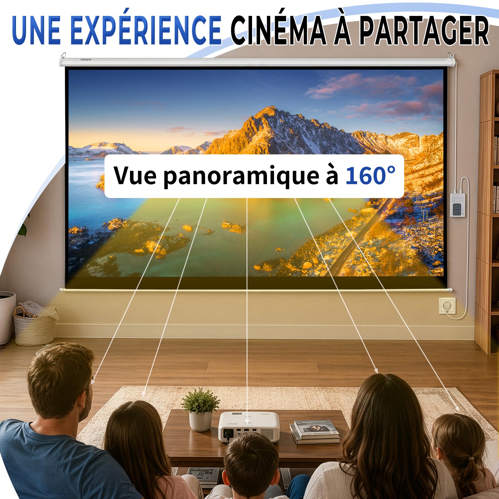 LEADZM Ecran Videoprojecteur Motorisé de Projection 84 Pouces 4:3 4K