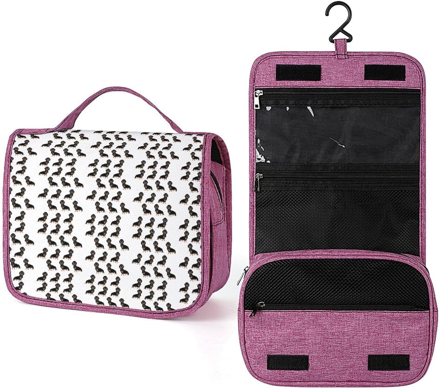 Toiletry Bags, Dachshund Weiner Pet Dogs Print Toiletry Bags,travel Makeup Bag with Hanging Hook Suitable for Toiletries,travel Essentials, style