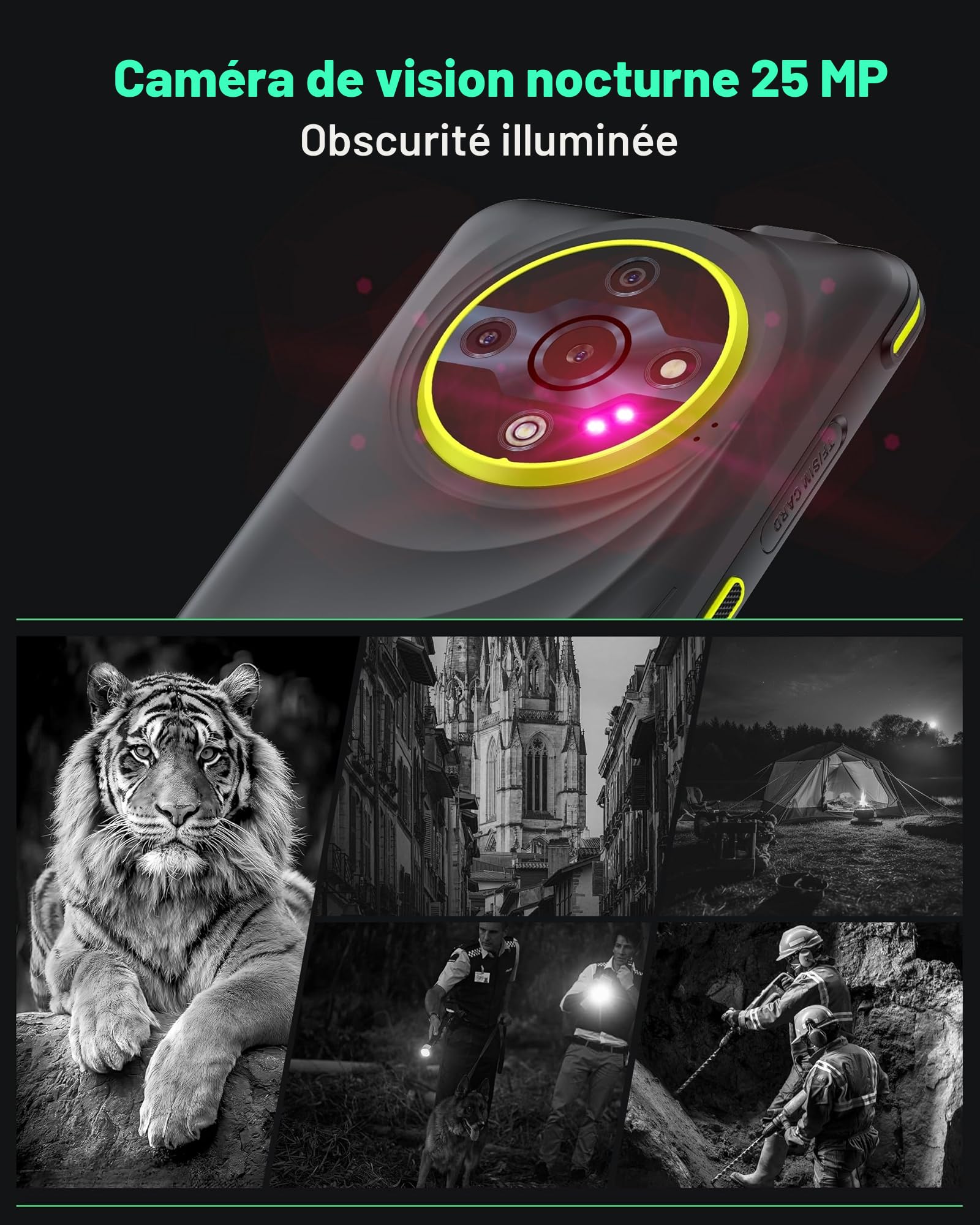 Ulefone Armor X31 Pro Téléphone Portable Incassable 5G, 6050mAh Batterie Smartphone 16Go+256Go/SD-2TB Android 14 Caméra 64MP+25MP, 6,56" 120Hz 3-Slots/Flashlight/Face ID/Fingerprint/GPS/OTG/NFC Noir