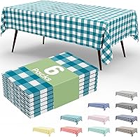 Vista 181 de Smiry Paquete de 10 Manteles Desechables de Cuadros Vichy Azules - 54" x 108" Mantel de Plástico de Servicio Pesado, Cubiertas de Mesa Impermeables