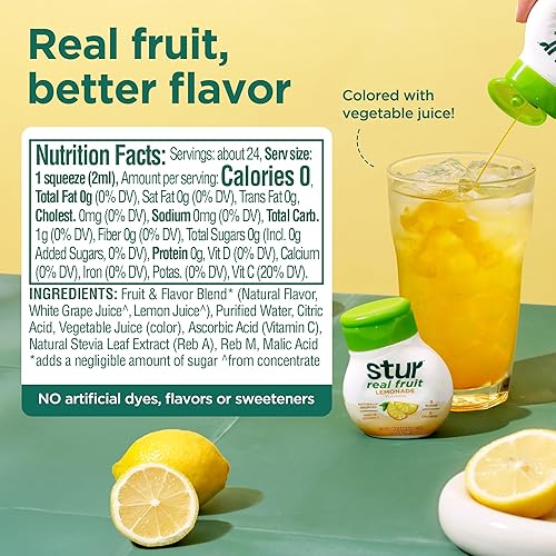 Miniatura 2 de Stur Potenciador líquido de agua  Limonada  Endulzado con stevia  Alto en vitamina C y antioxidantes  Sin azúcar  Hidratación diaria y recuperación