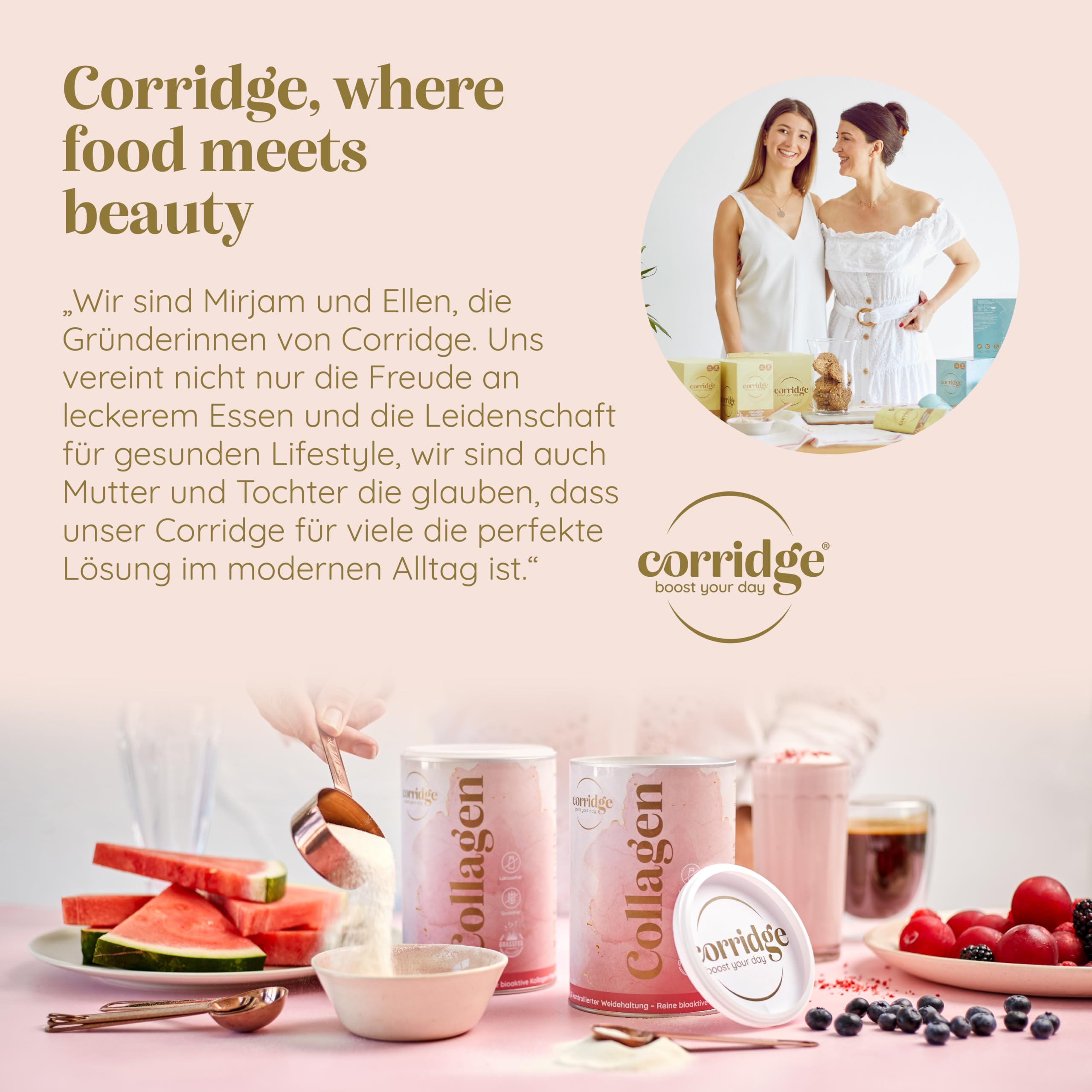 Probierpaket High Protein Porridge & Collagen Pulver - Haferflocken mit Kokos & Bananengeschmack - Bioaktives Collagenpulver leicht löslich - Typ I & III Kollagen für Haut Haare & Gelenke