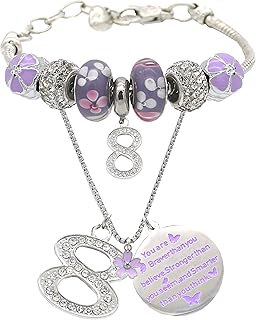 8th Birthday, 8th Birthday Gift, 8th Birthday Girl Gifts, 8th Birthday Necklace, Gifts for 8 years old Girl, 8th Birthday charm Bracelet, Gift for 8 year old Girl, 8th Birthday Gifts for Girls