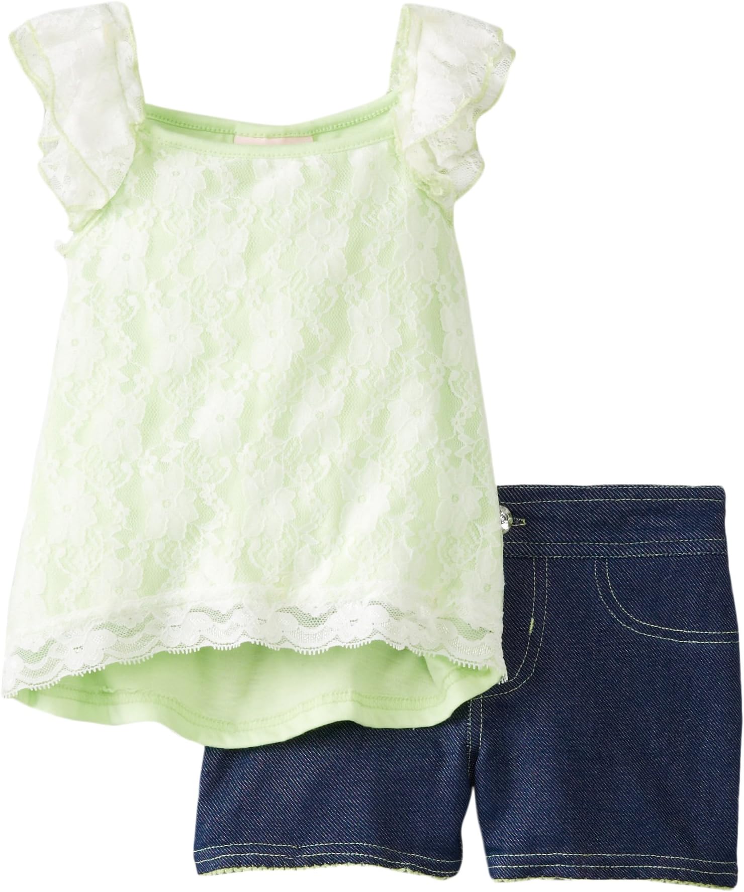 Little Lass Little Girls' 2 Pack Flutter Sleeve Short Set