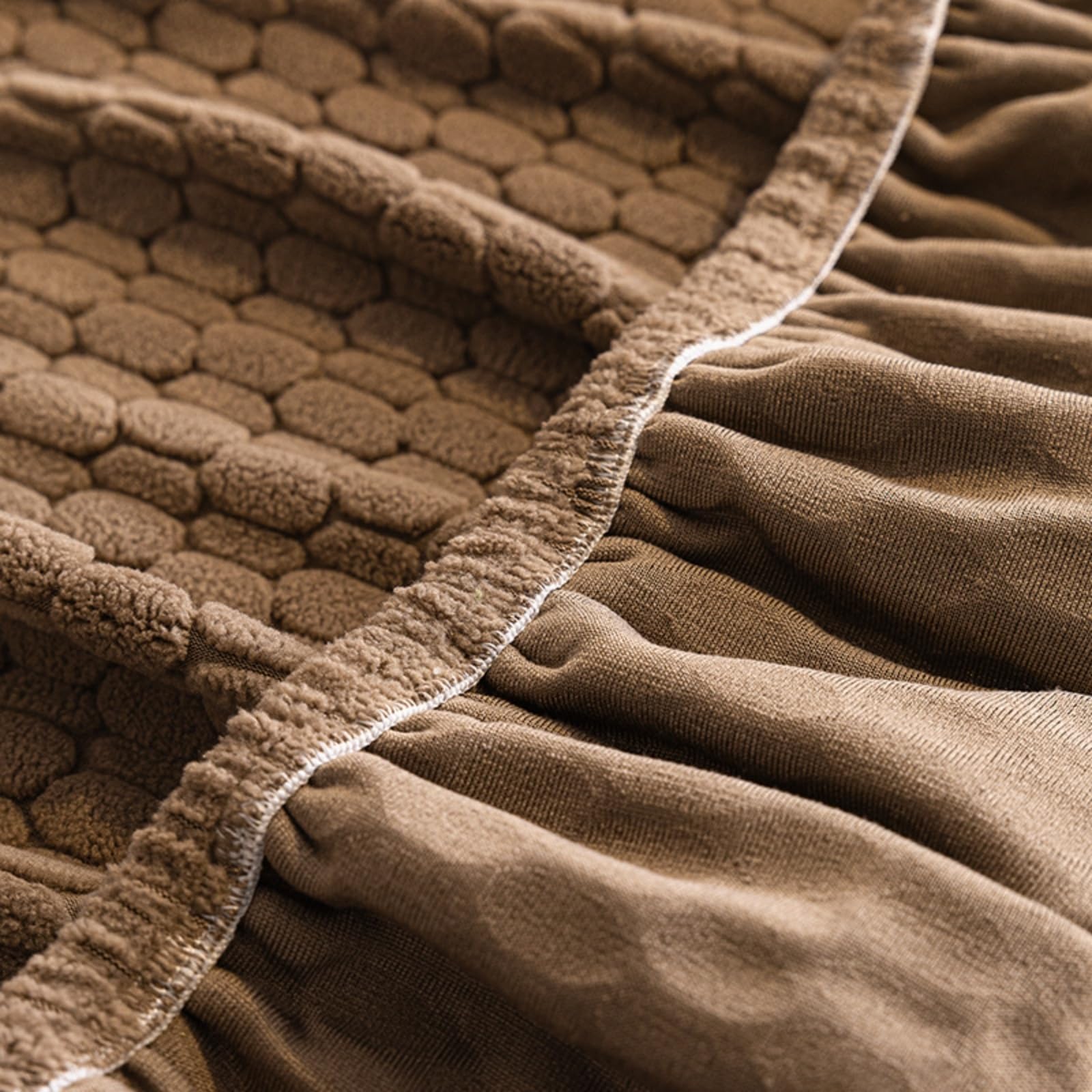 Odot Jacquard Hexagonal Housse de Canapé 1/2/3/4/5 Places (Brun,5 Places)