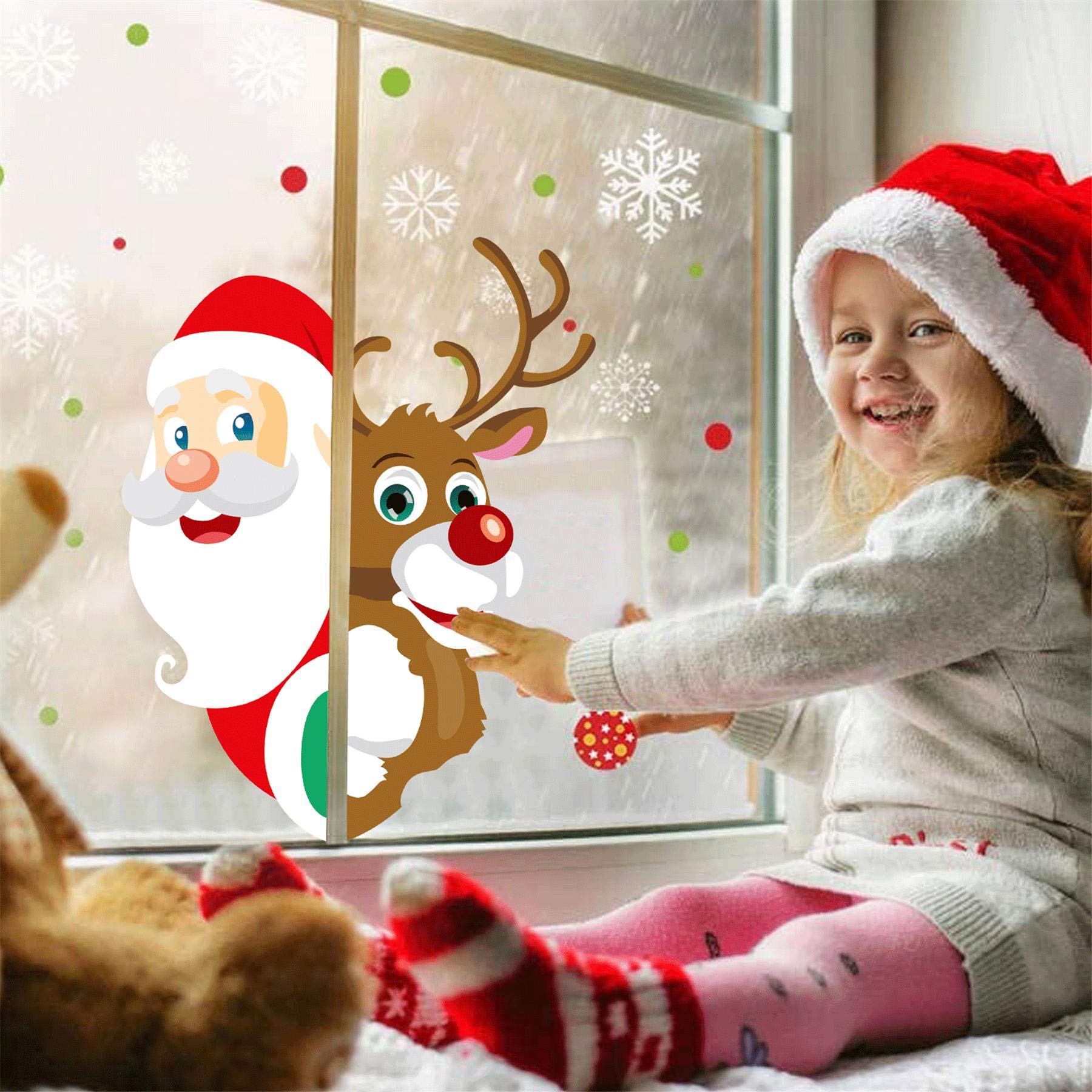 Fensterdeko Weihnachten – 9 Selbstklebende Fensterbilder (Schneeflocken-Motive) Aus PVC, Je 20x29 Cm