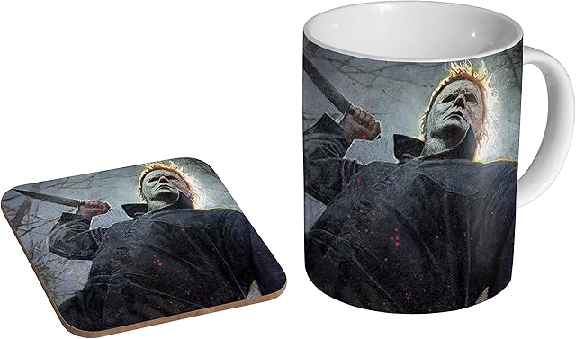 Michael Myers Halloween Ceramic Coffee Mug + Coaster Gift Set 