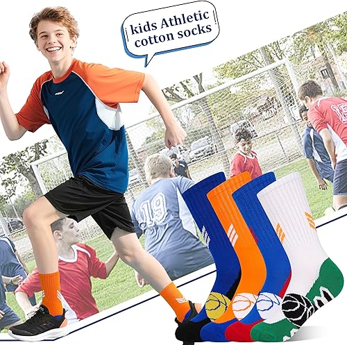 Miniatura 4 de Tphon Calcetines deportivos acolchados para niños y niños, calcetines de entrenamiento deportivos para correr, calcetines de algodón transpirables