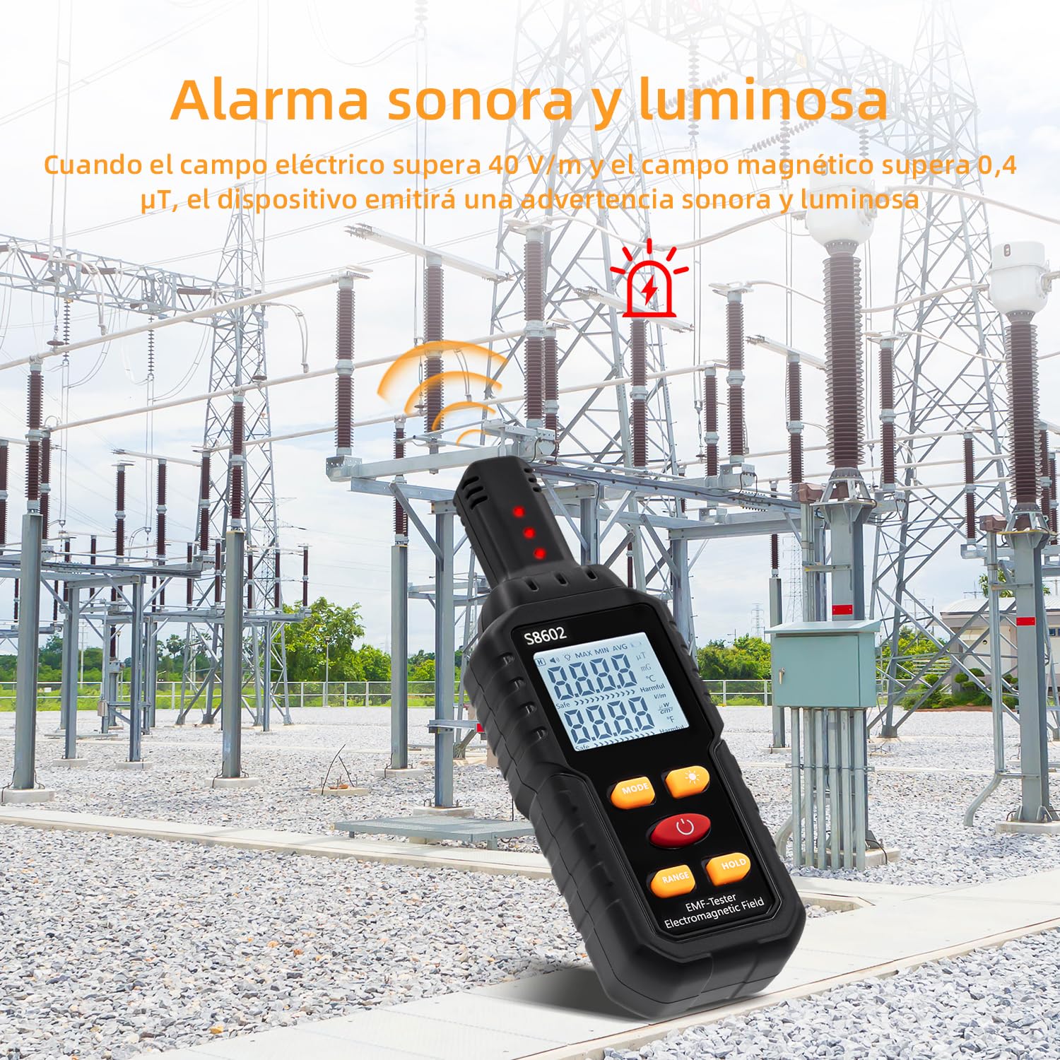 Mcbazel 3 en 1 Medidor Digital EMF, Probador de Radiación Electromagnética con Pantalla LCD retroiluminada, Dispositivo LCD portátil, Mini Detector EMF para uso en el Hogar, Oficina, Exteriores