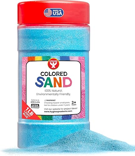 Hygloss Products - Arena de juego de colores, balde de arena para manualidades, colores variados, azul claro, 1 libra