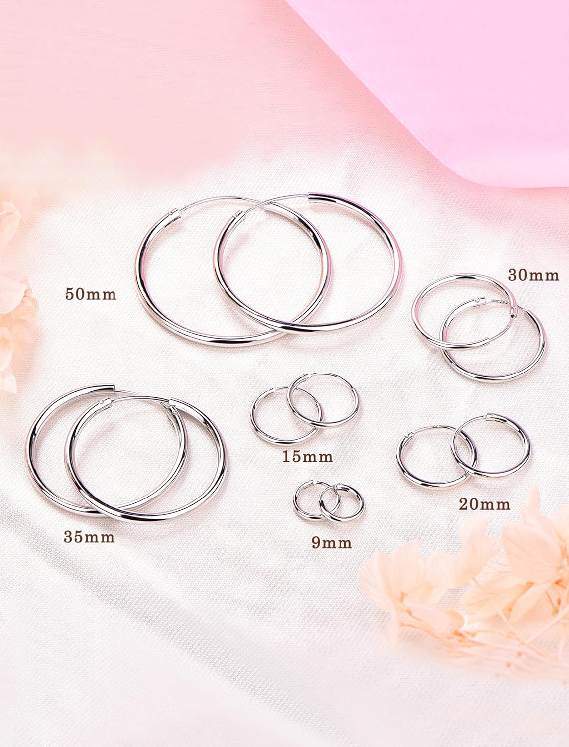 YL Hoop Earrings 925 Sterling Silver Polished Circle Earring 20-50 MM Hoops Diameter Jewelry for Women - Image 5