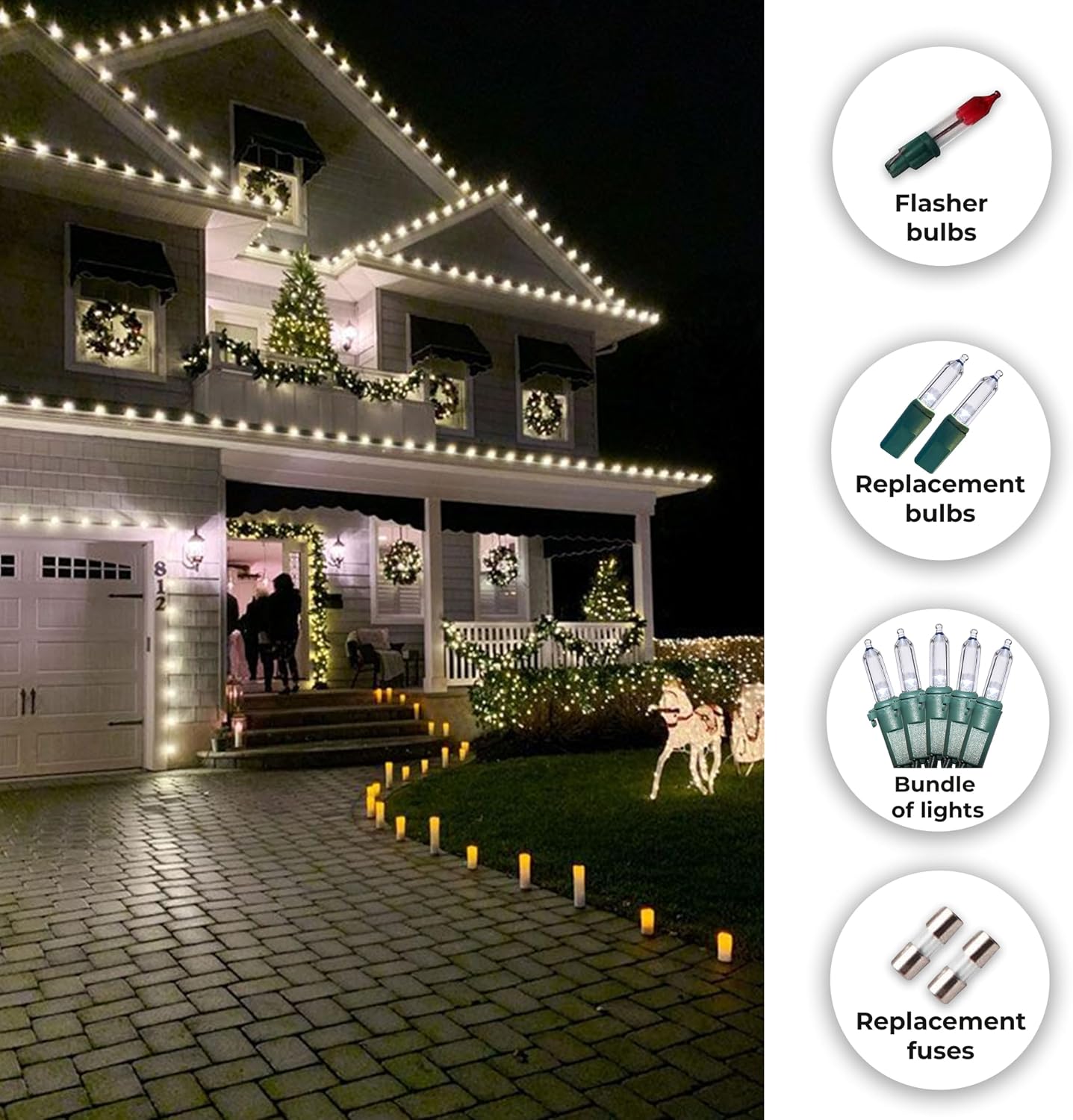 Holiday Essence Christmas LED Lights 100 Cool White String Lights for Indoor and Outdoor Decorative Use, Holiday and Tree Decor, Patio Hanging Lighting Decorations, Green Wire, 26.9 Ft, UL Certified image 4