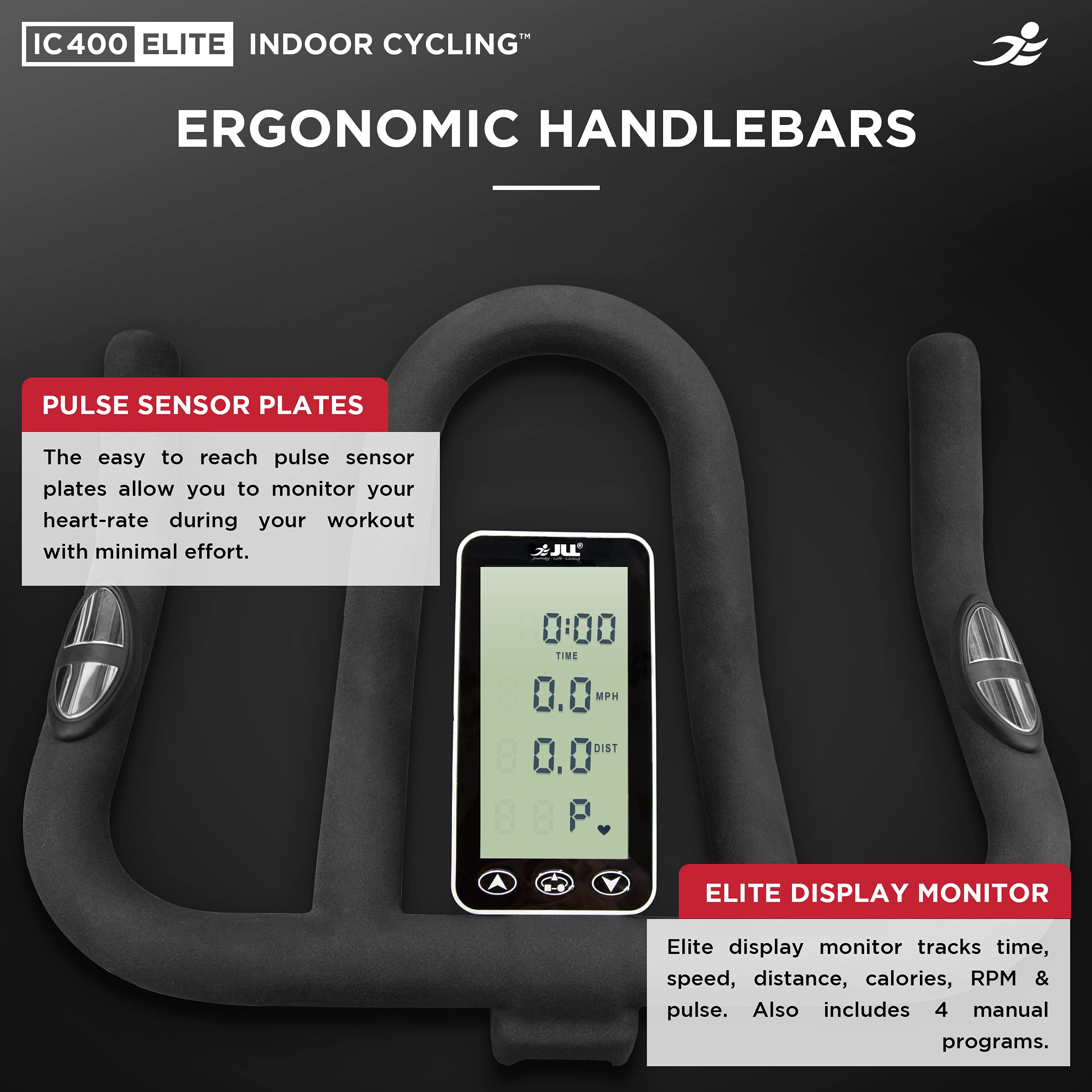 JLL IC400 ELITE Indoor Bike, Direct Belt Driven Exercise Bike For Home