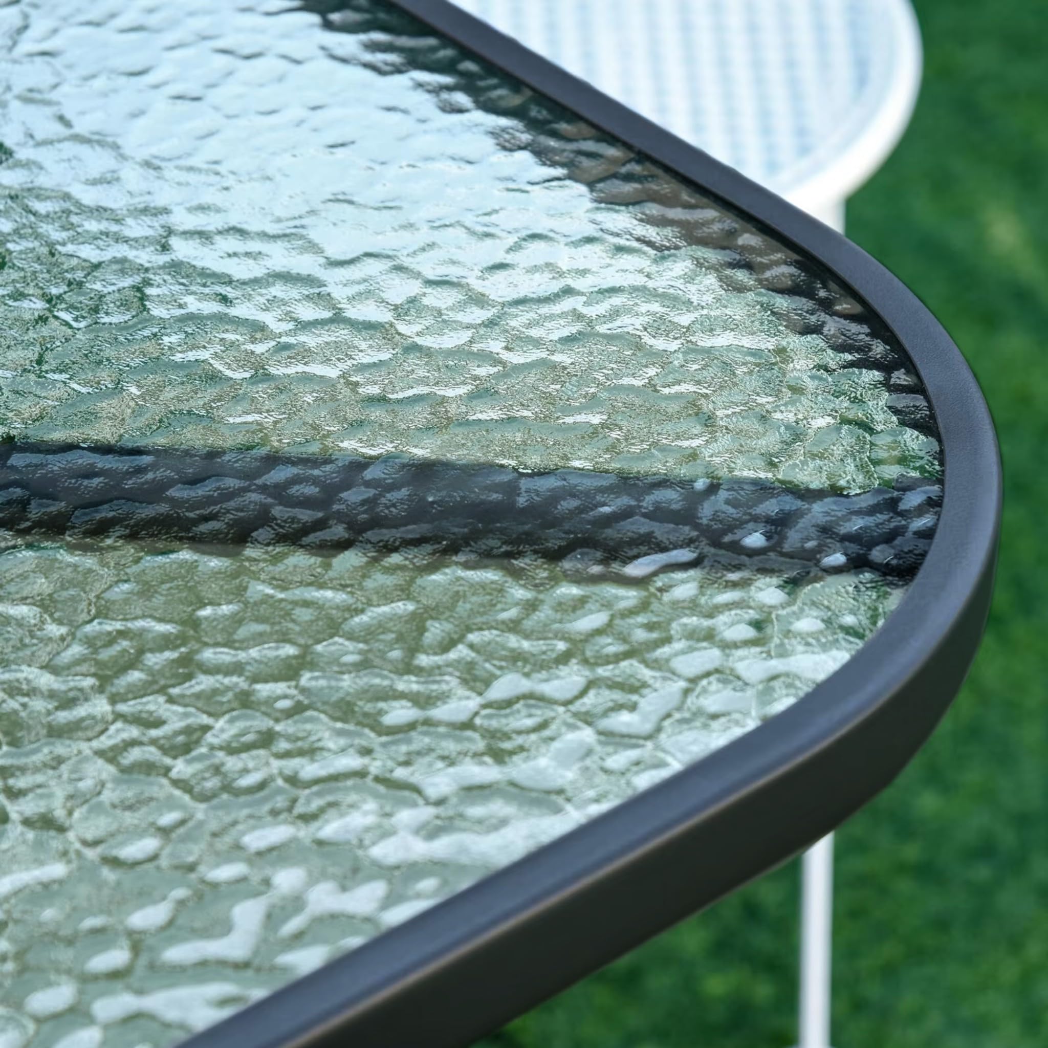 ZOLTA Gartentisch 140 x 80 cm in Glas Terrassentisch Wetterfest Buffettisch Partytisch für Garten Terrasse und Balkon | 4-6 Personen | Outdoor Esstisch Campingtisch | Schwarz