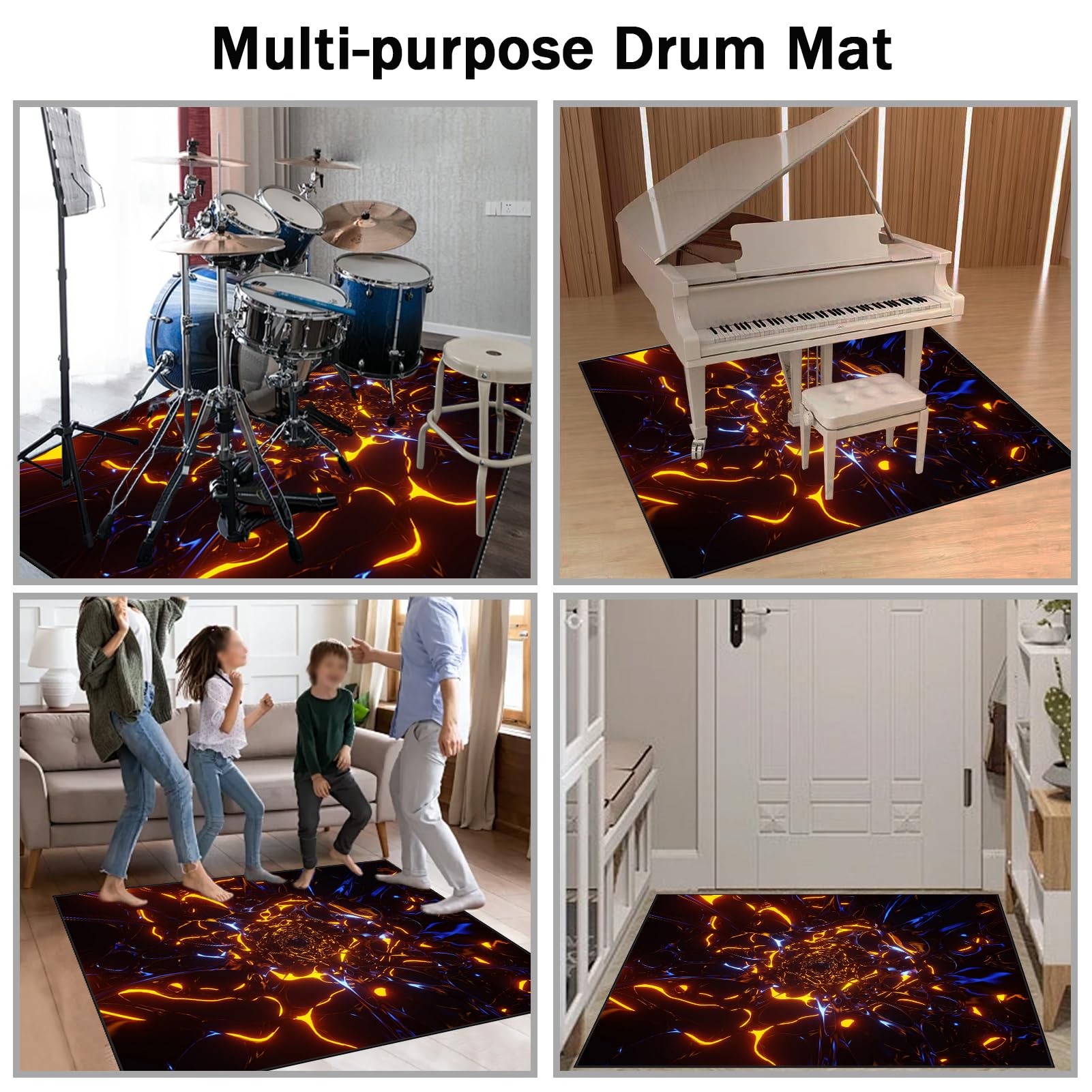 230 x 200 cm Bateria Elektroniczna Dywan Bęben Dźwiękoszczelny Antypoślizgowy Dywan Akustyczny Bateria Do Elektronicznych Baterii Bębnowych Pump Kit i innych instrumentów muzycznych