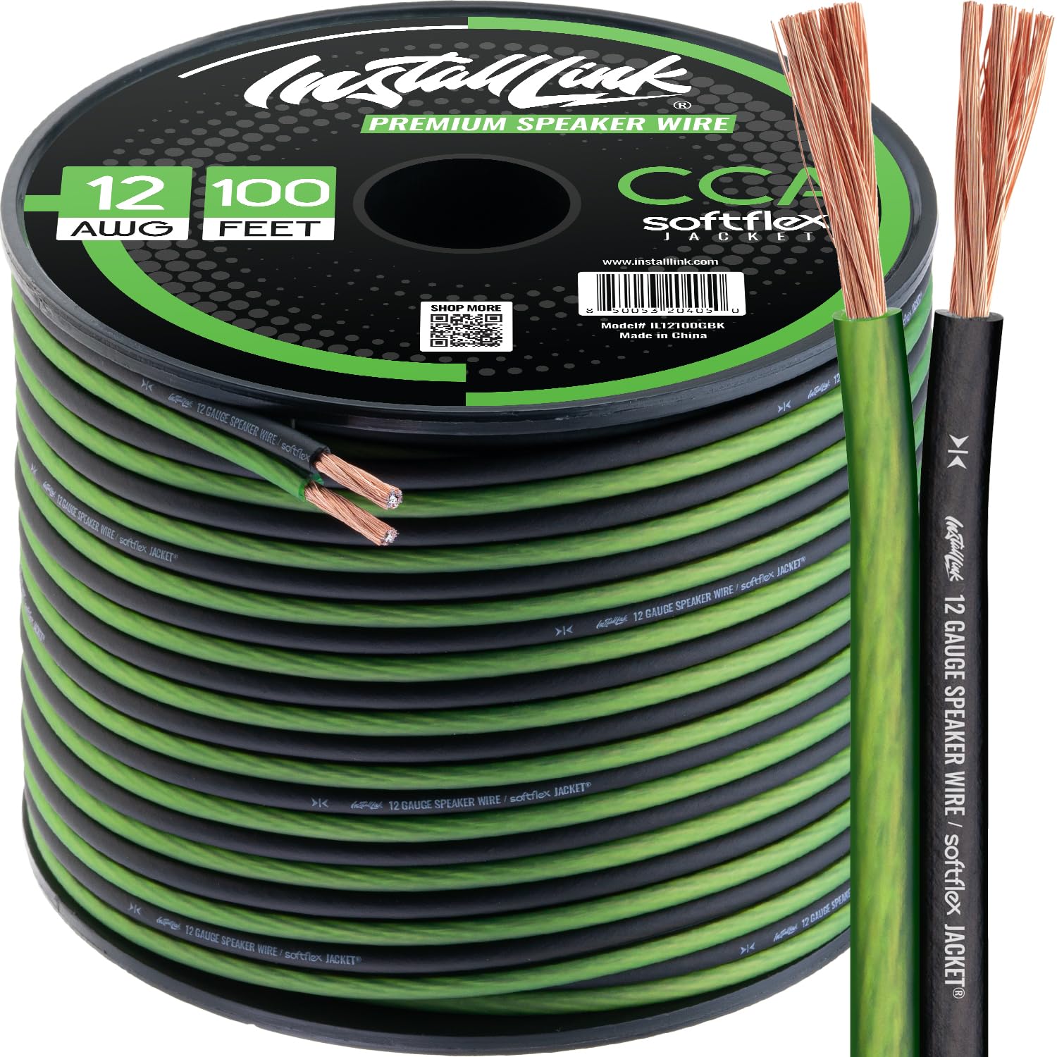 Install Link 12 AWG Gauge Speaker Wire Cable (100 Feet) Stereo, Car or Home Theater, CCA