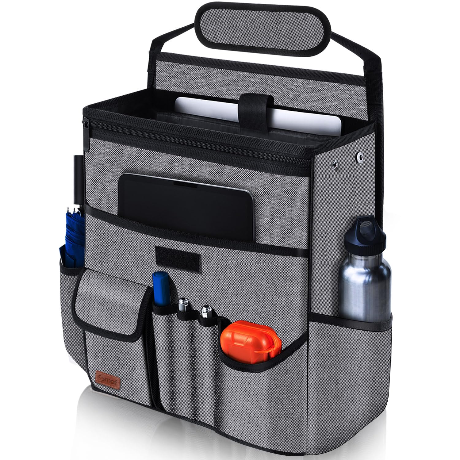 Smof Auto Organizer für Vordersitz/Beifahrersitz, Rücksitz-hängenden Autositz Organizer für Dateien, Bürobedarf, Rücksitz Organizer Kinder mit Separater Tasche für Laptop, Mehrere Taschen (Grau)