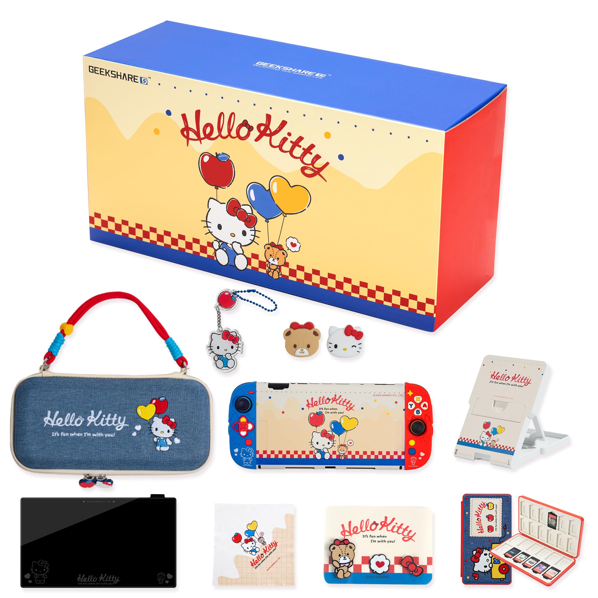 Kuitmor Kit Accessori 7 in 1 per Switch 2 - Kit Protettivo con Custodia da Trasporto, Pellicola Protettiva, Portaschide di Gioco, Supporto, Copiglia Analogiche e altro (Per Switch 2025)