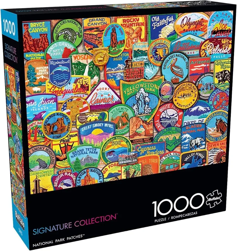 Buffalo Games - National Park Patches - Lewis T. Johnson - 1000 Piece Jigsaw Puzzle for Adults - Colorful Travel Puzzle for Nature Fans and Hikers - Finished Size 26.75 x 19.75
