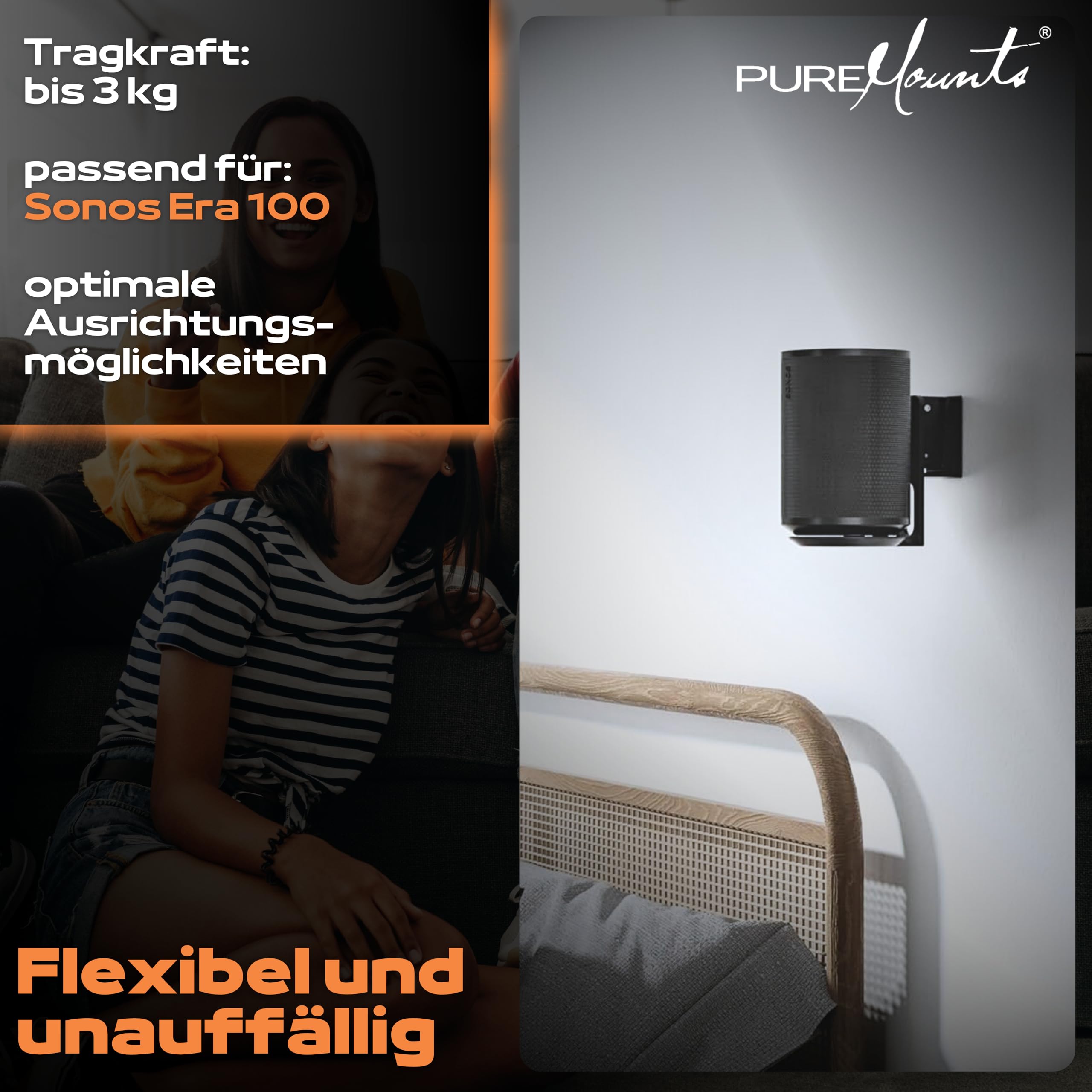 shinar Support mural en métal compatible avec Sonos Era 100, peu encombrant, accessoire de support, compatible avec Era 100, gestion des câbles intégrée, 12 kg (noir shinar Support mural en métal compatible avec Sonos Era 100, peu encombrant, accessoire de support, compatible avec Era 100, gestion des câbles intégrée, 12 kg (noir