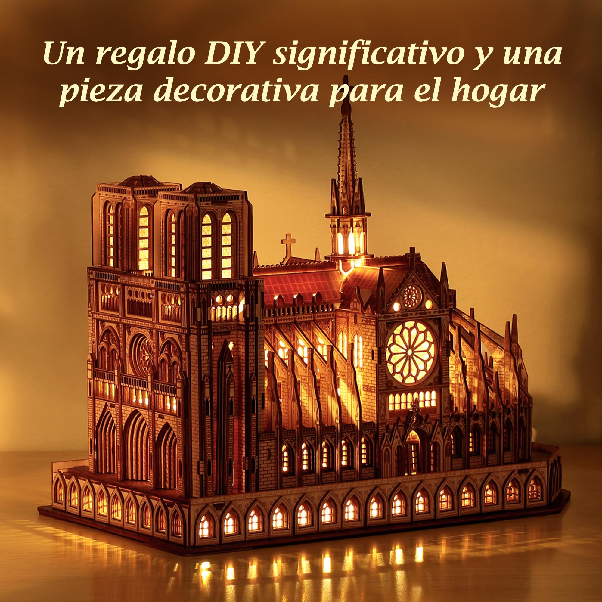 FUNPOLA Puzzle 3D de Madera LED Notre Dame de Paris – Modelo arquitectónico Iluminado para decoración del hogar y colección