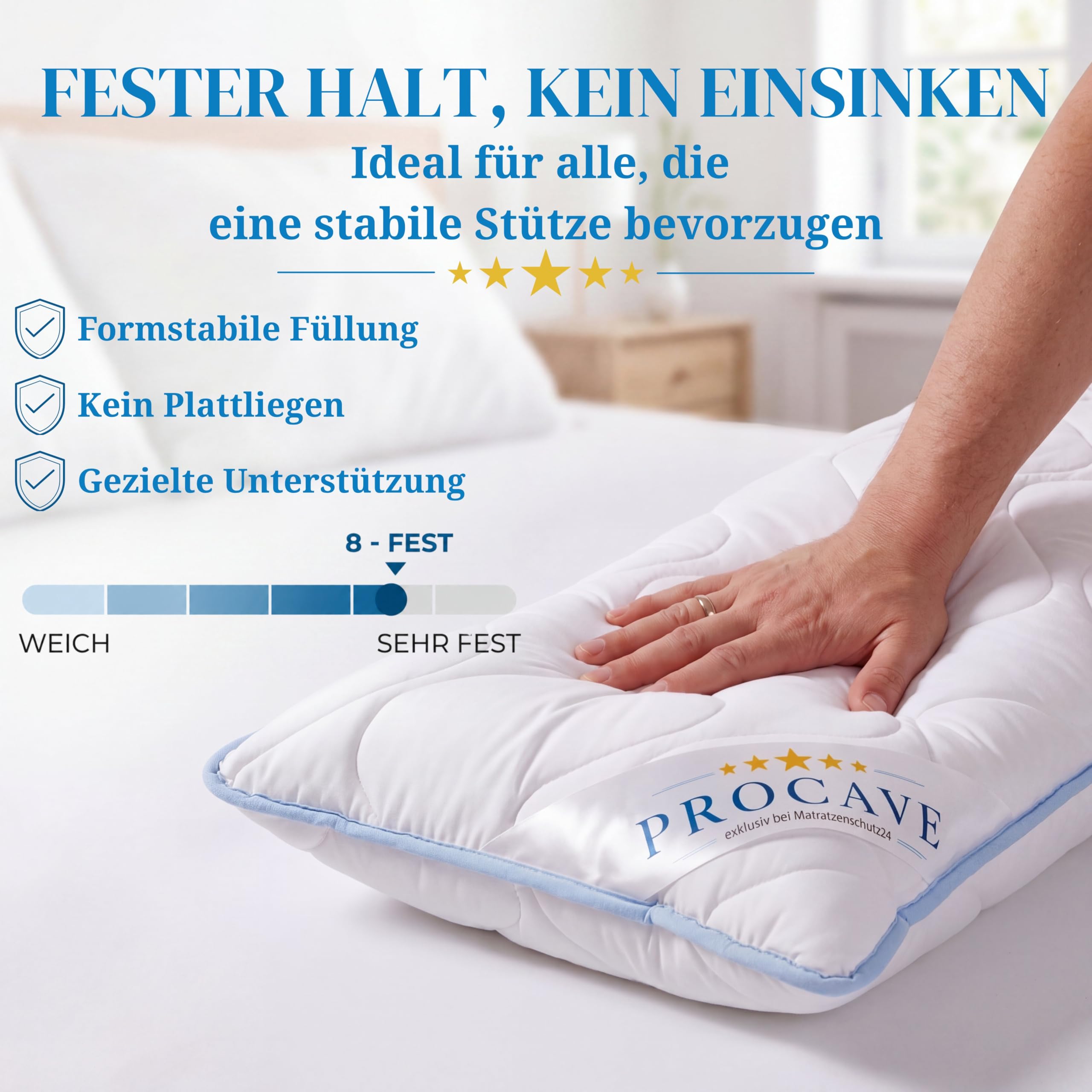 PROCAVE Cuscino Laterale, Fodera TopCool, Morbido e Traspirante per Allattamento e Gravidanza 40x200 cm, Made in Germany