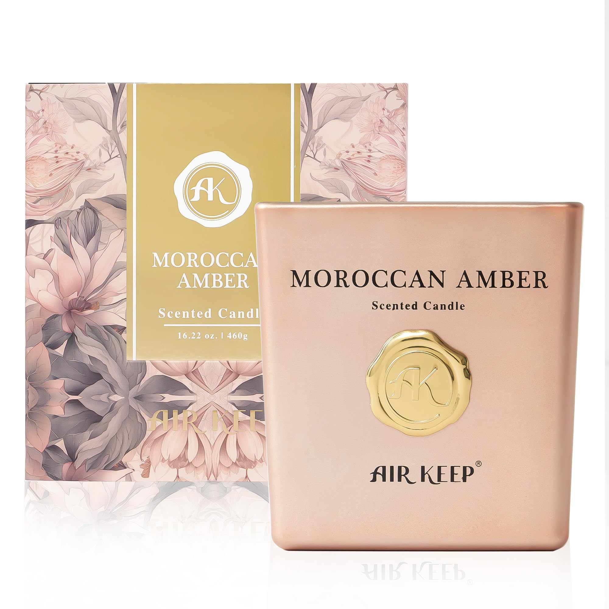 Airkeep Moroccan Amber Scented Candle, 460g with 94 Hour Burn Time, Gift for Women & Men