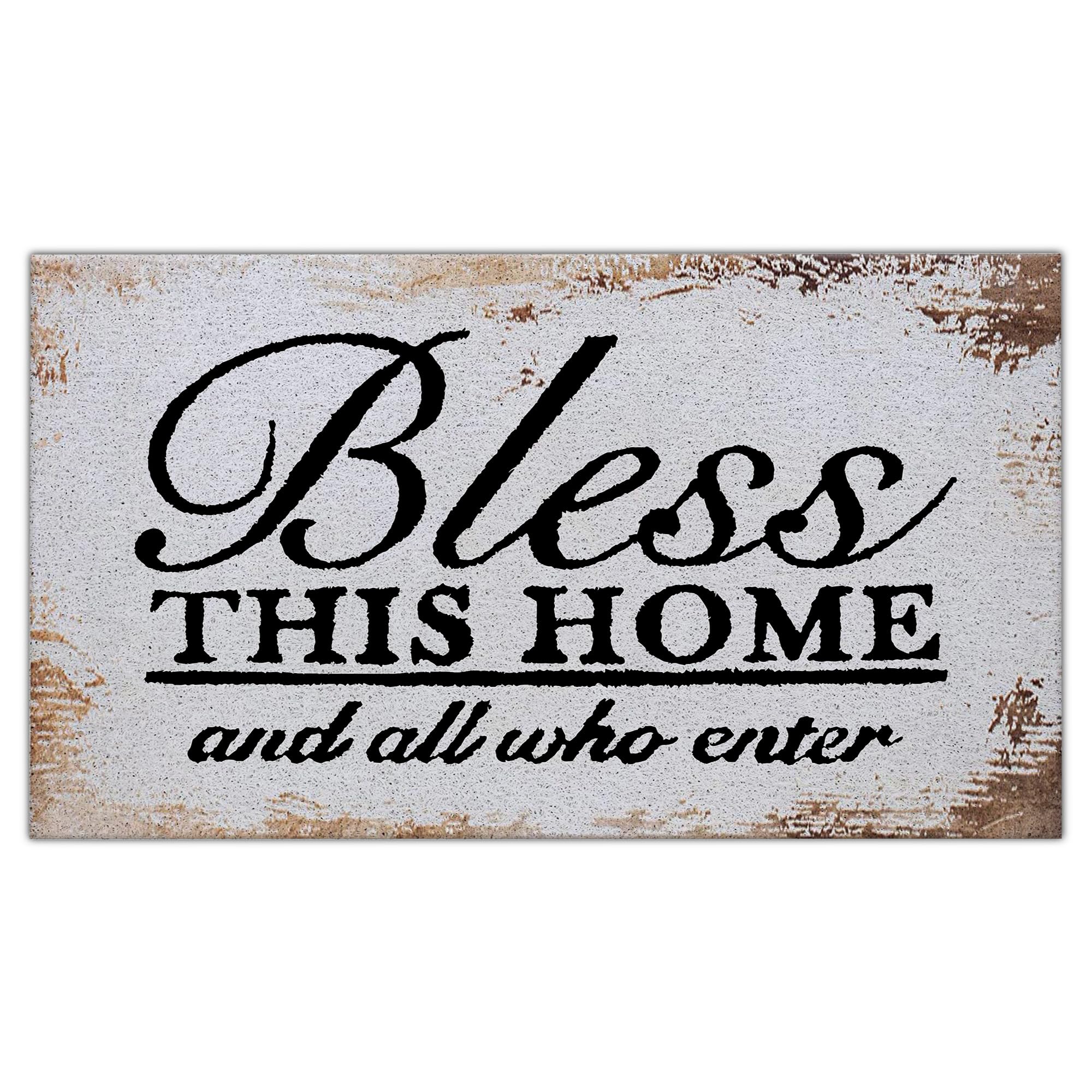 Nogrit Vintage Bless This Home and All Who Enter Waterproof Door Mat Outdoor Entrance 17x30 Inch Non-Slip Doormat for Home Front Door Porch Outdoor